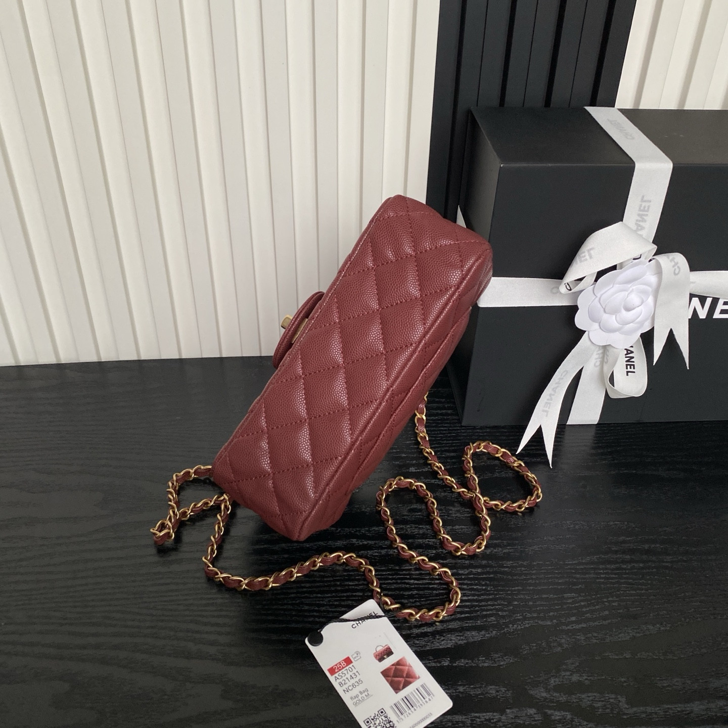 Ch**el FLAP BAG WITH TOP HANDLE 19.5x12x6.5cm