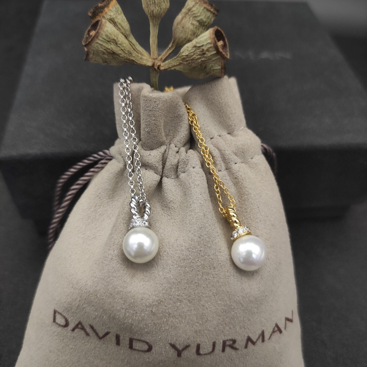 David Yurman 8mm Peal Necklace(Chain length 42+3+3cm delay chain)