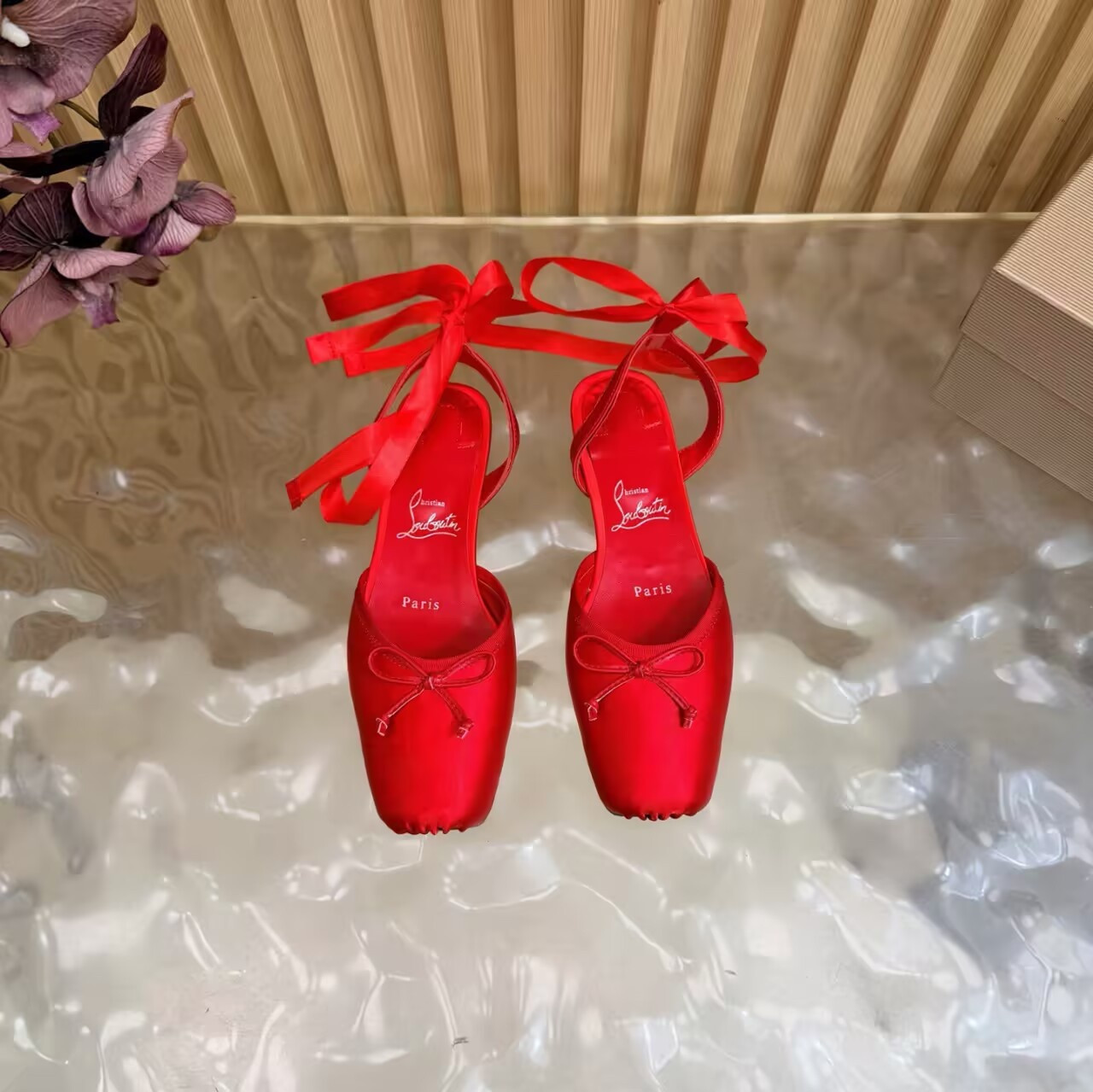 UA Christian Louboutin Cassia Lace Up Ballerina