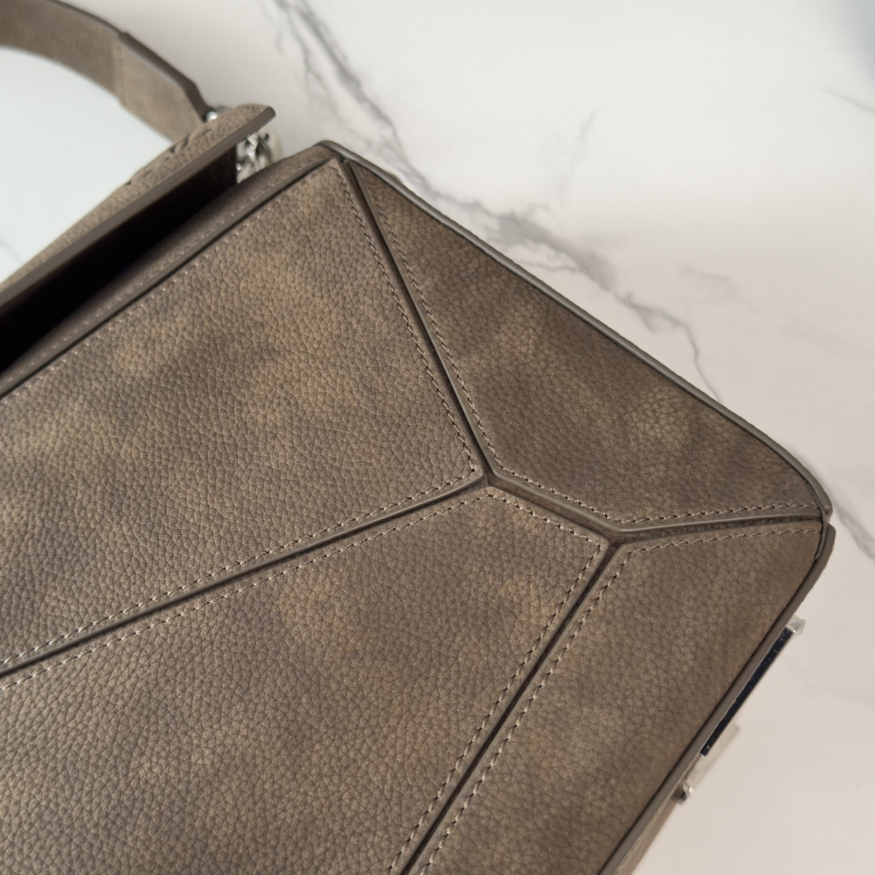 Loewe Featherlight Puzzle Bag in Grained Nubuck 33x21.5x14.7cm