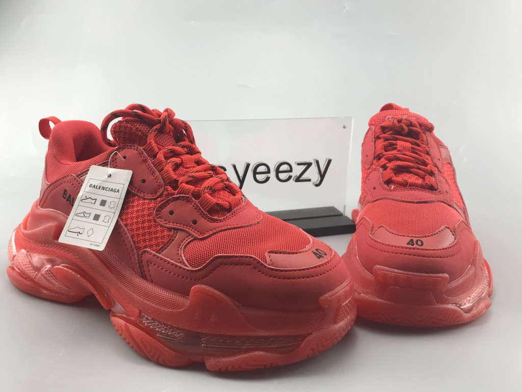 UA TRIPLE S CLEAR SOLE TRAINERS RED
