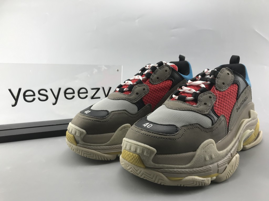 UA TRIPLE S TRAINERS GREY RED BLUE