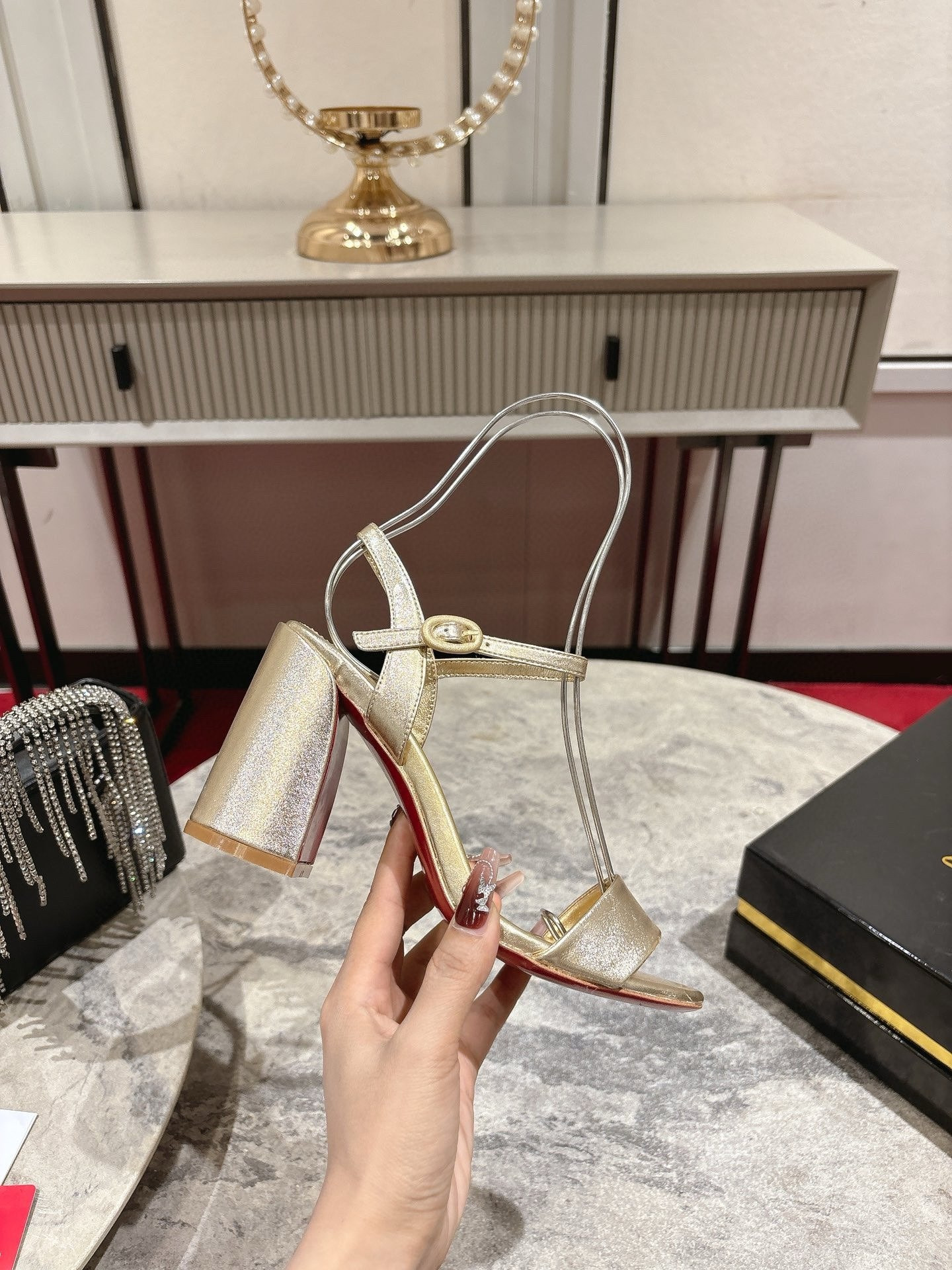 UA Christian Louboutin Miss Jane Leather Sandals(Customized, no exchange no return, about 15 days)