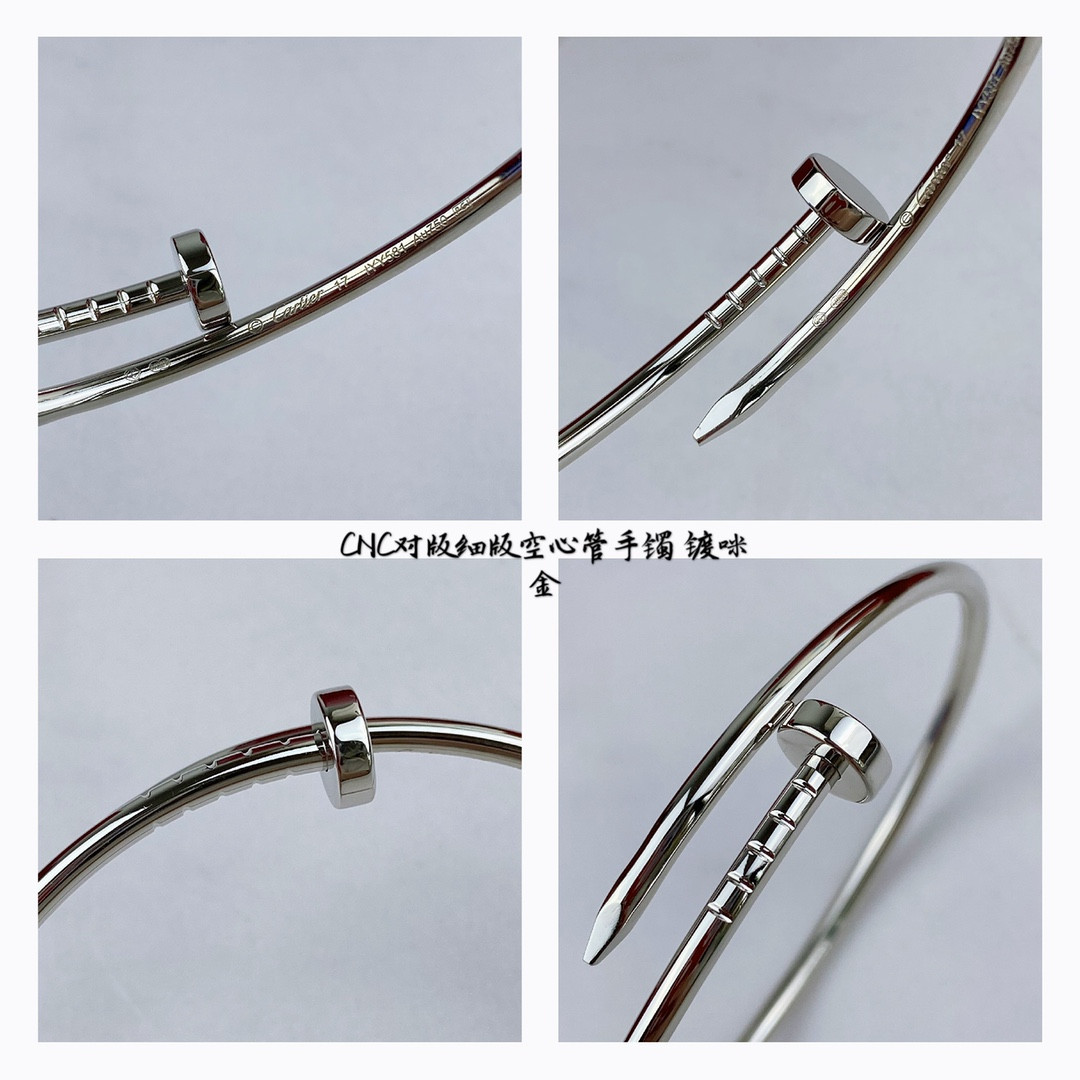 Ca*t1er Thin Hollow Tube Polished Nail Bracelet