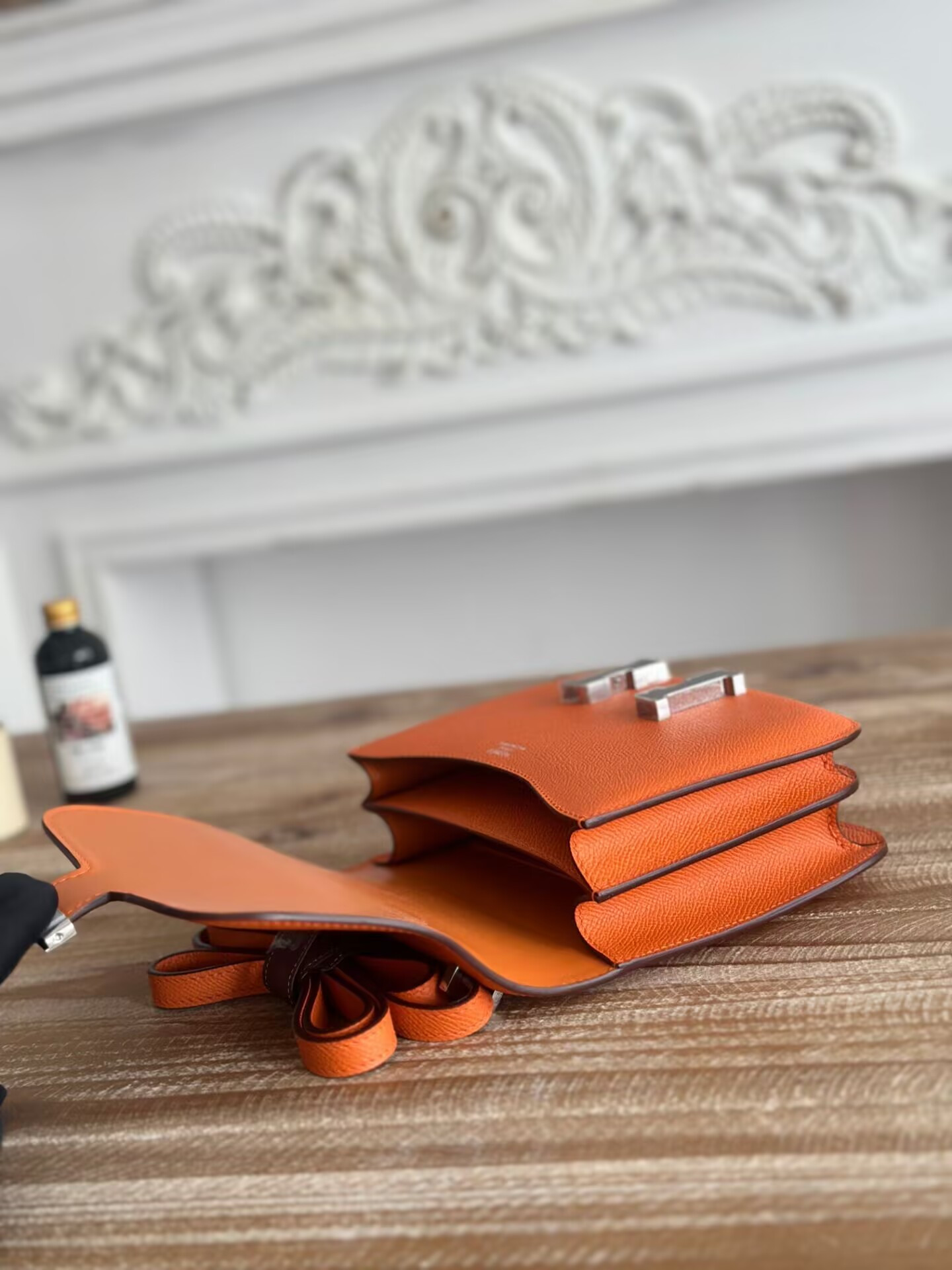 H**me5 Constance 19 Epsom Silver Hardware 7.25" x 6.25" x 2.25"