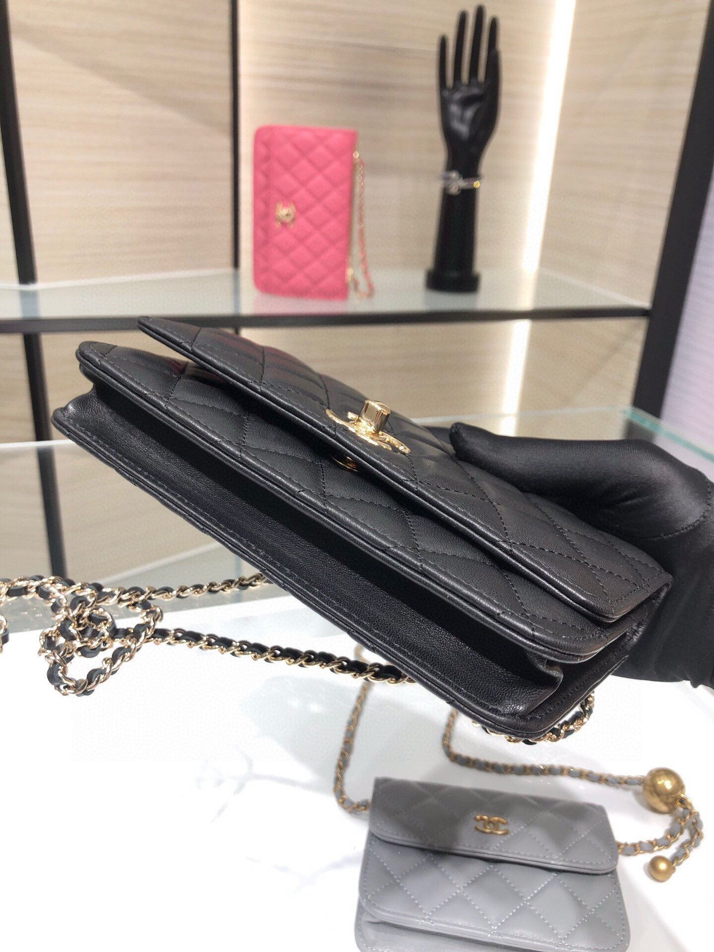 Ch**el woc trendy cc wallet on chain 19x12x3.5cm