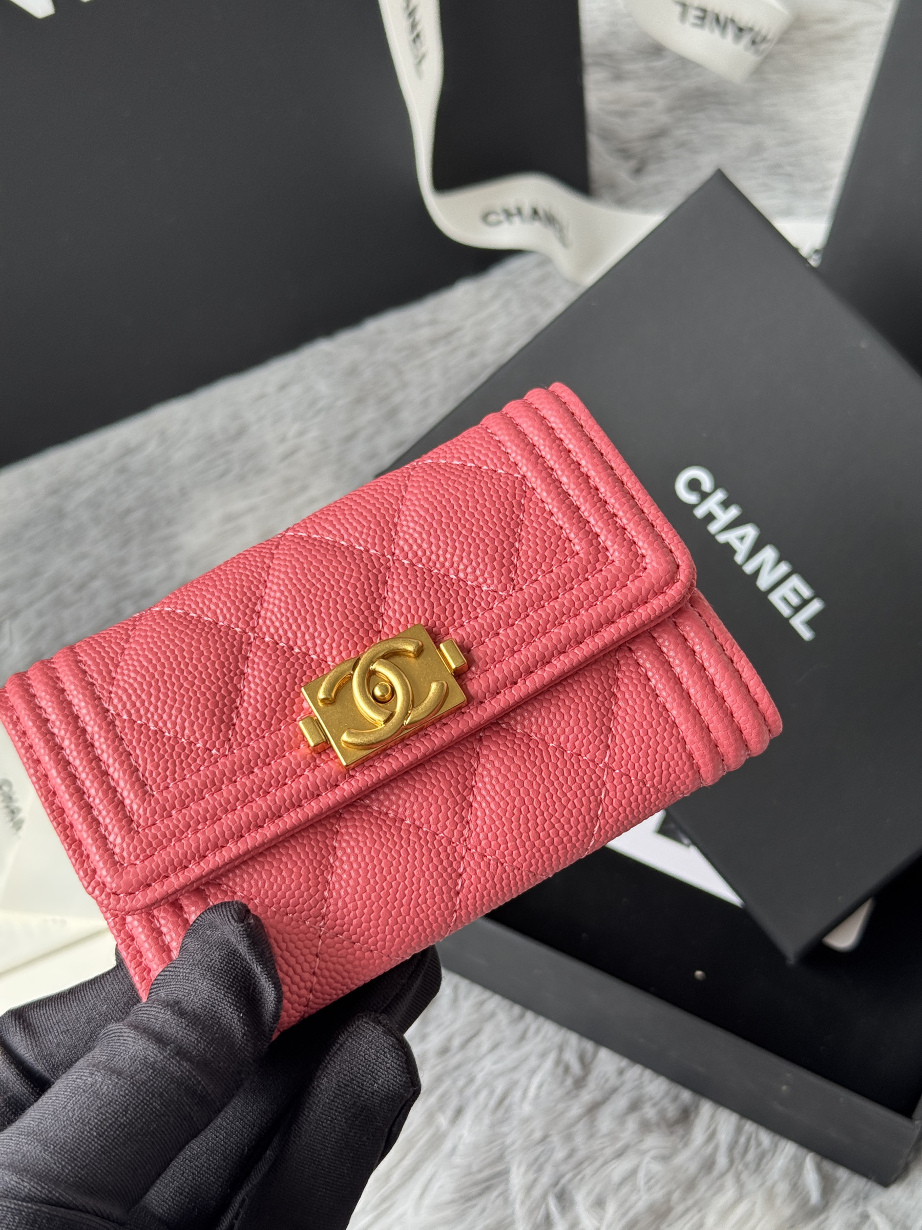 Ch**el boy Ch**el flap card holder a80603 7.5x11.3x2.1cm
