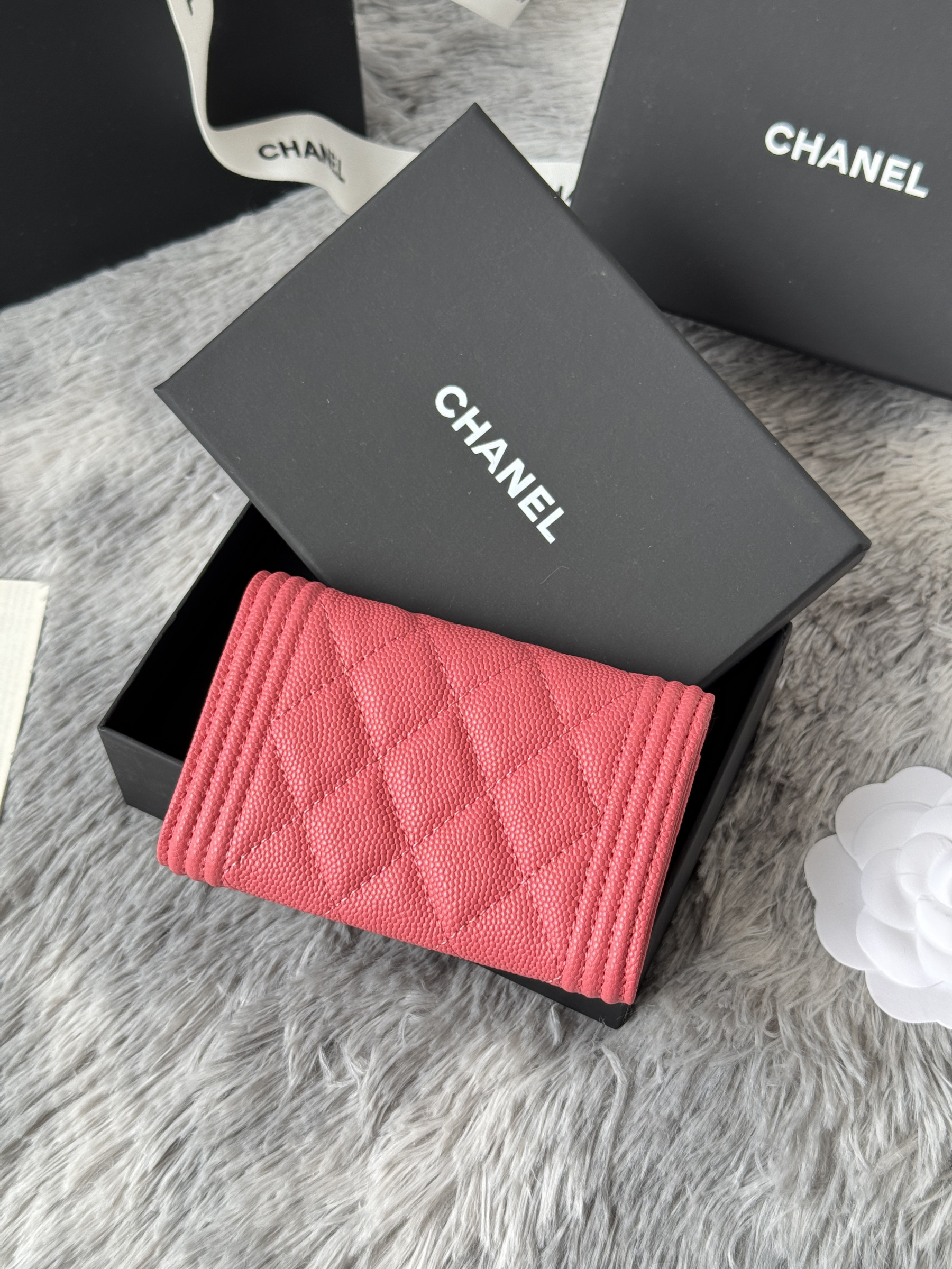 Ch**el boy Ch**el flap card holder a80603 7.5x11.3x2.1cm