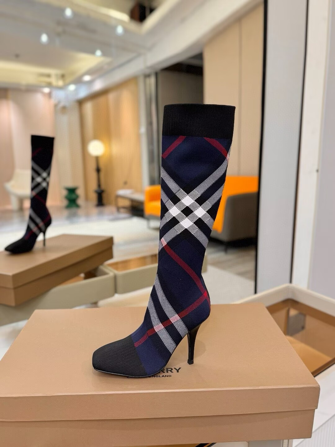 UA Burberry Check High Boots