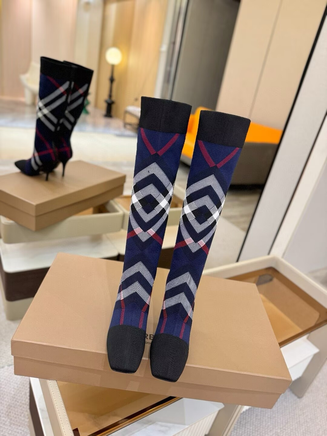 UA Burberry Check High Boots