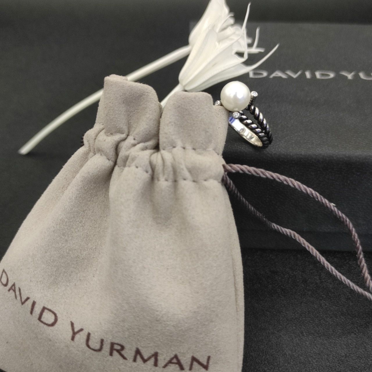 David Yurman four claw PEAL Ring