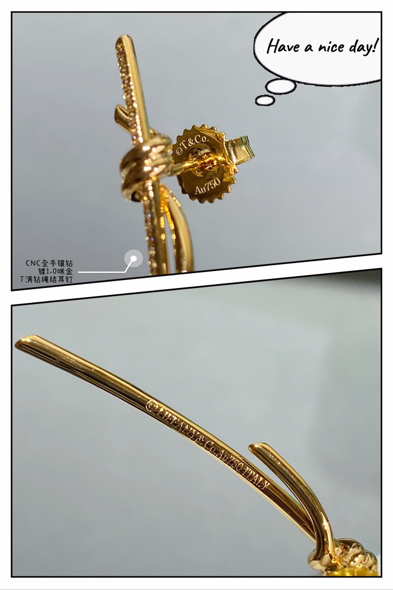 T*f*ny & Co. Full D1am0nd Knot Stud Earrings