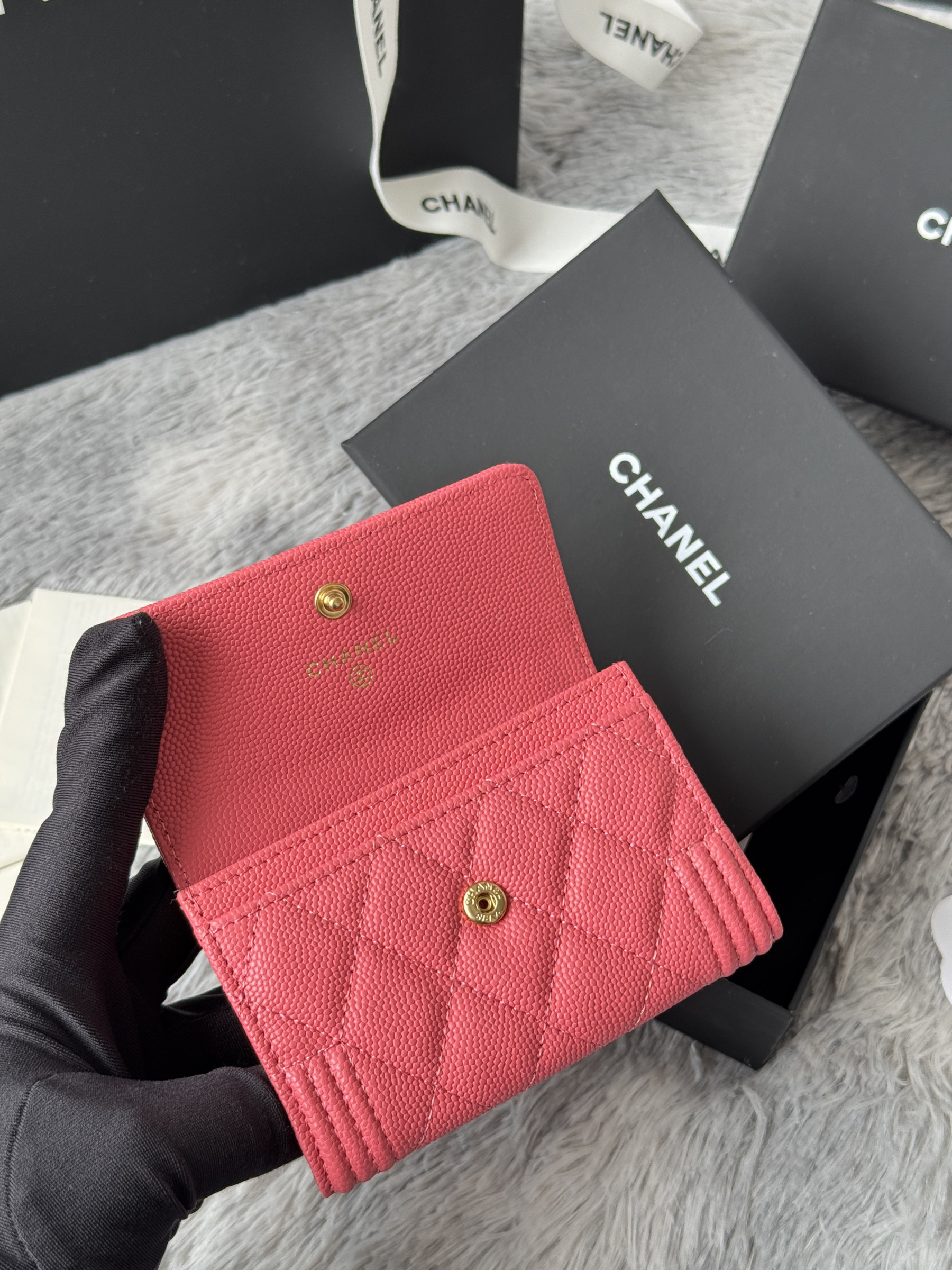 Ch**el boy Ch**el flap card holder a80603 7.5x11.3x2.1cm