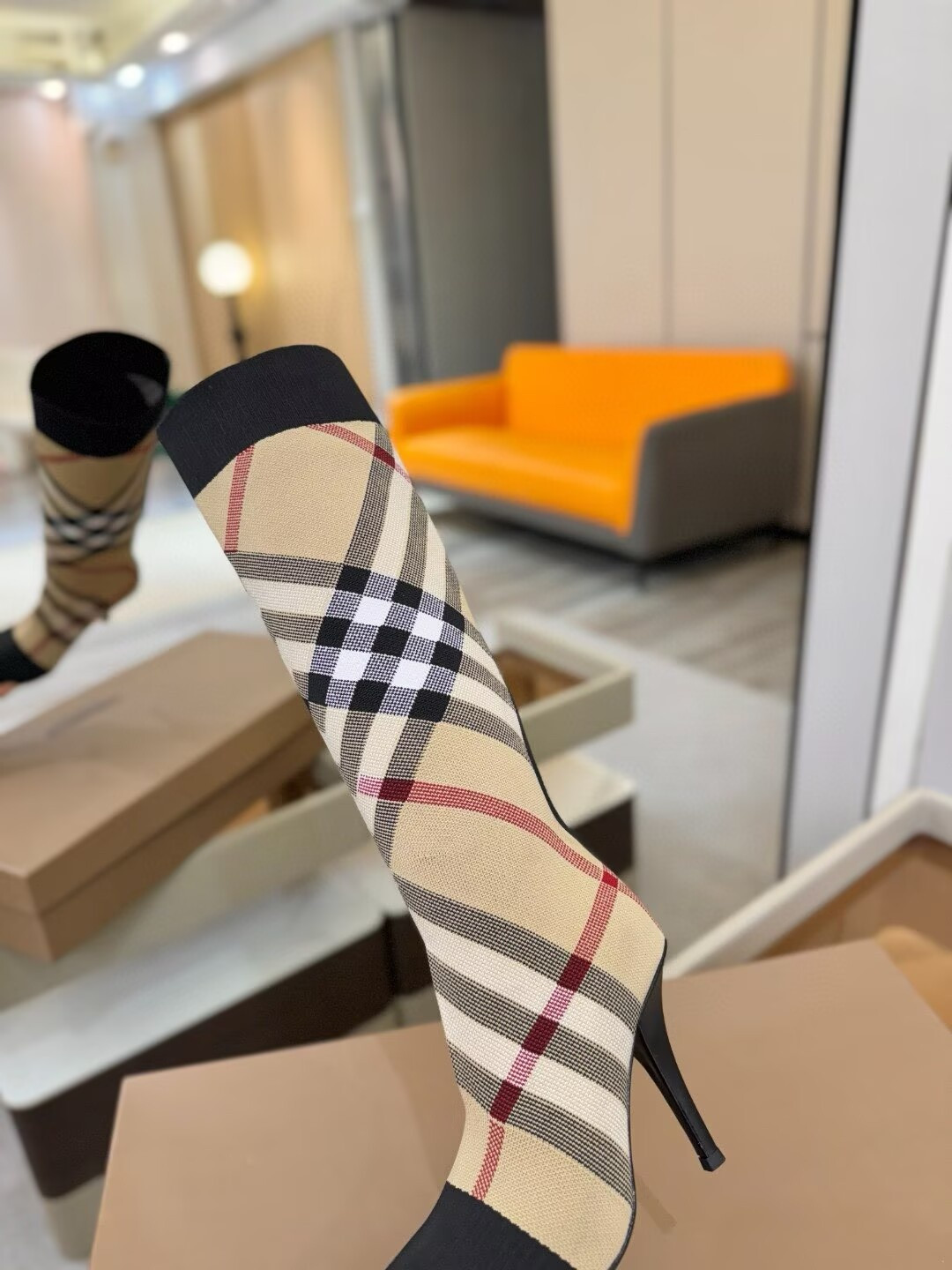 UA Burberry Check High Boots