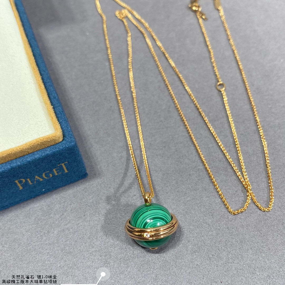 Piaget single D1am0nd natural malachite large ball Necklace