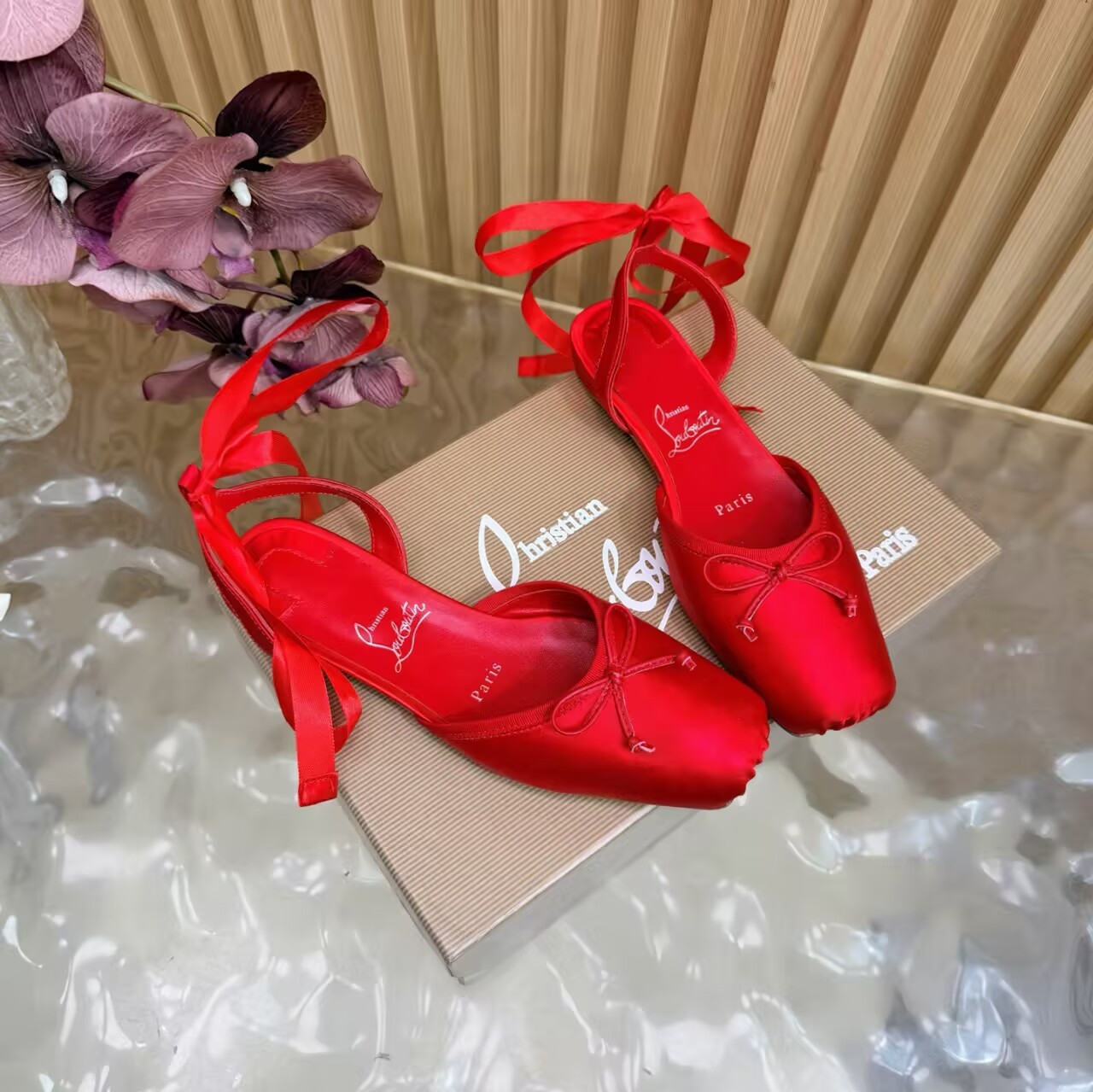 UA Christian Louboutin Cassia Lace Up Ballerina