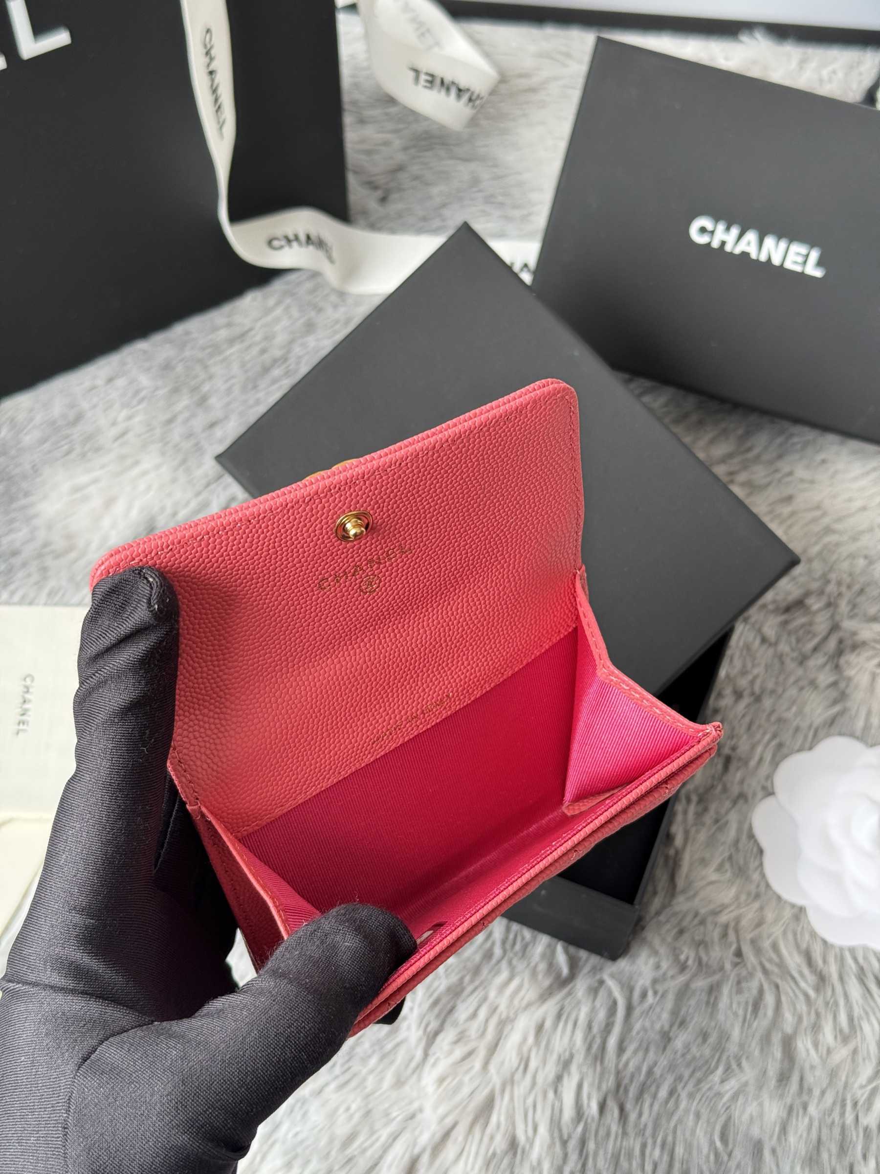 Ch**el boy Ch**el flap card holder a80603 7.5x11.3x2.1cm
