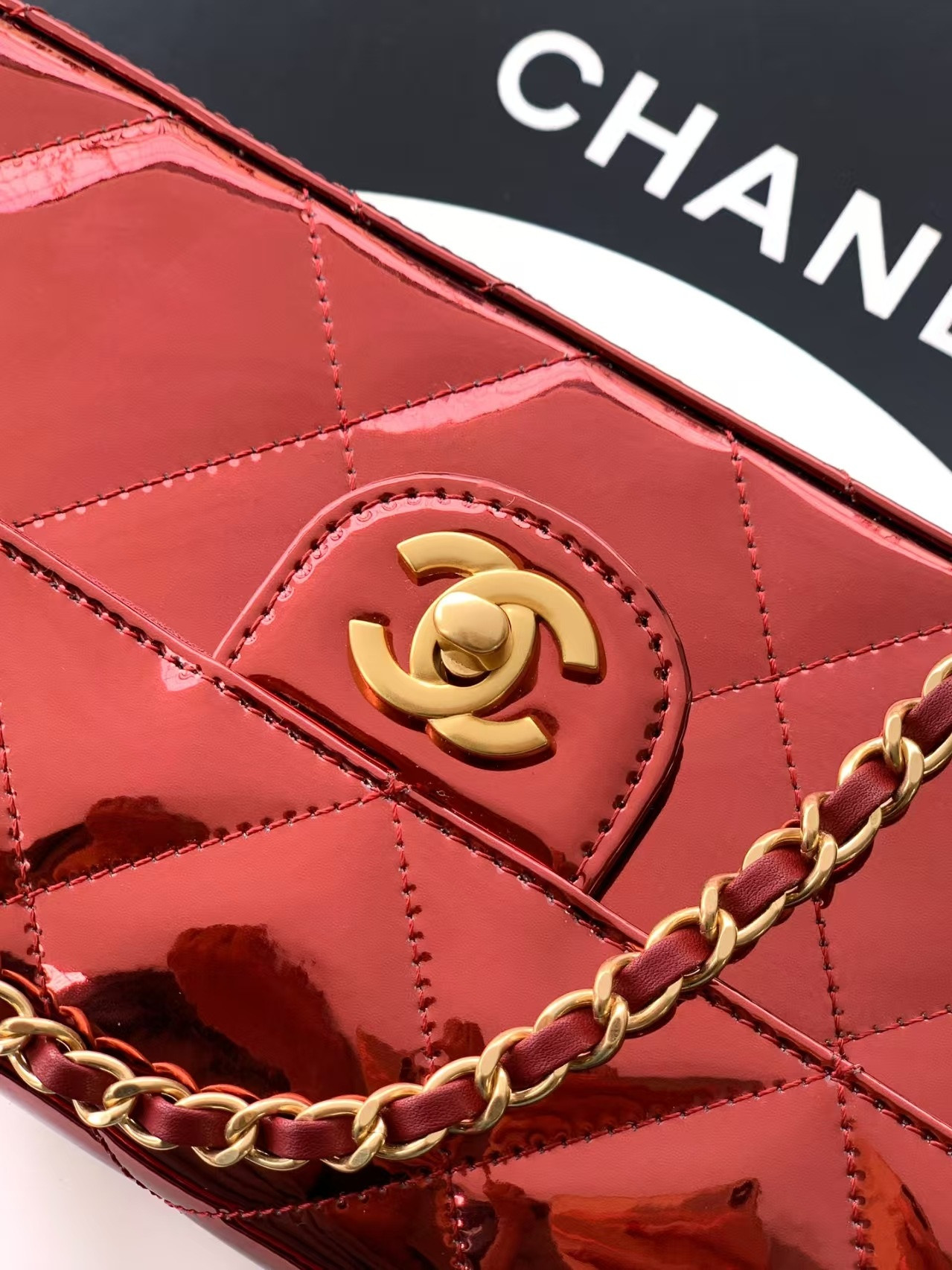 Ch**el Large Flap Bag with Top Handle 12.5x30x5cm