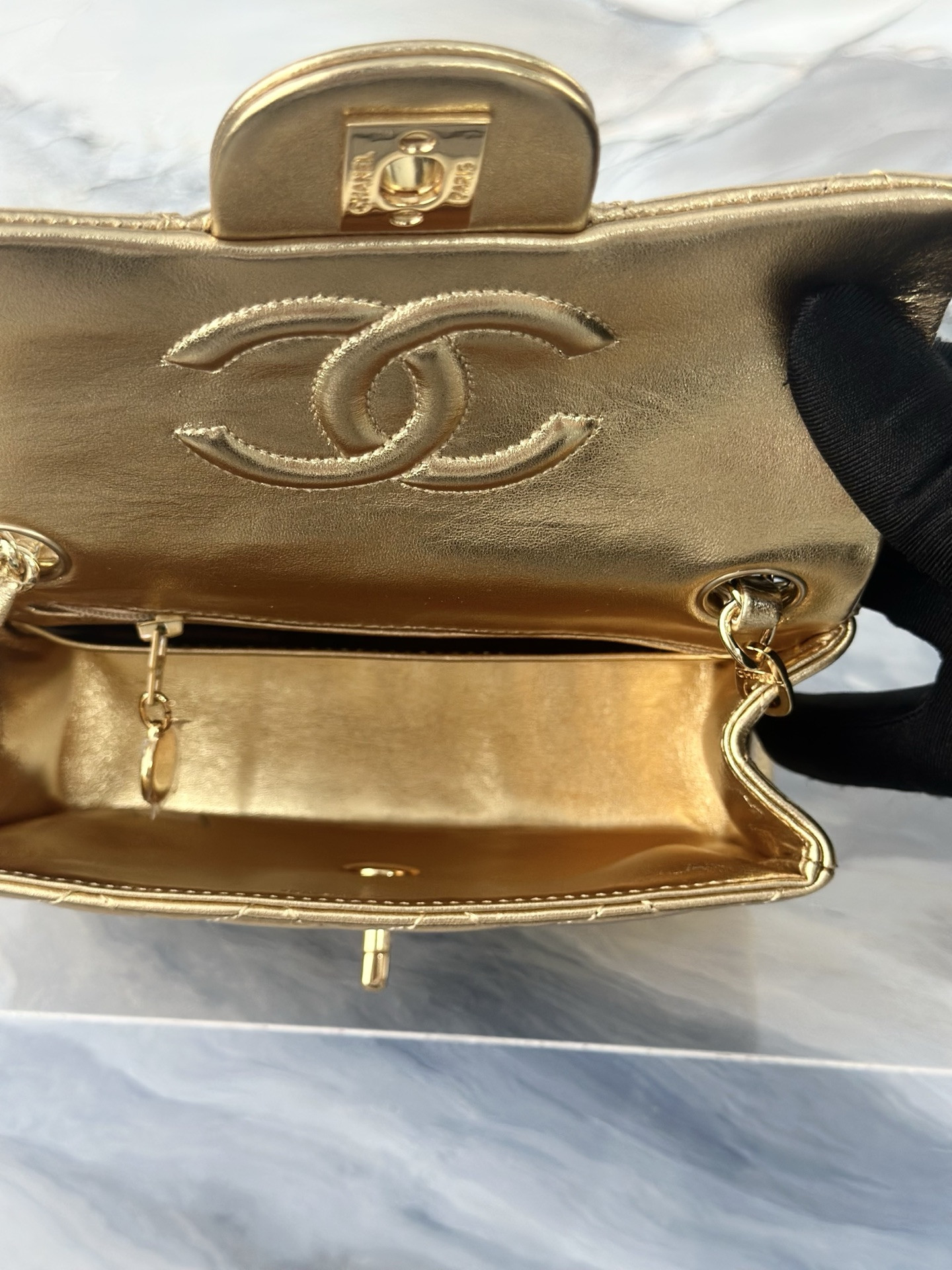 Ch**el mini square flap bag as3349 17.5cm