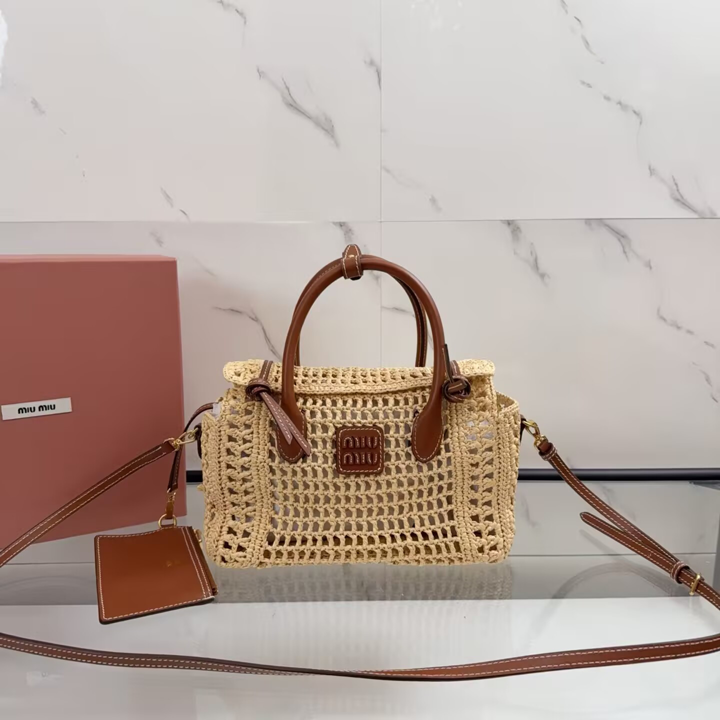 Miu Miu Raffia Handbag 14x25.5x9.5cm