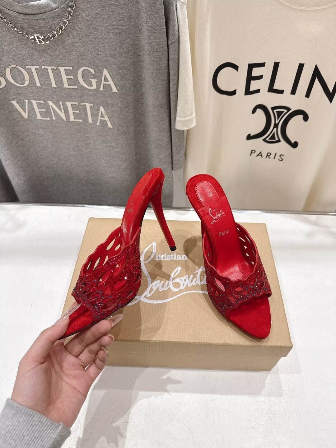 UA Christian Louboutin Lasera Strass Mule 10cm Heel