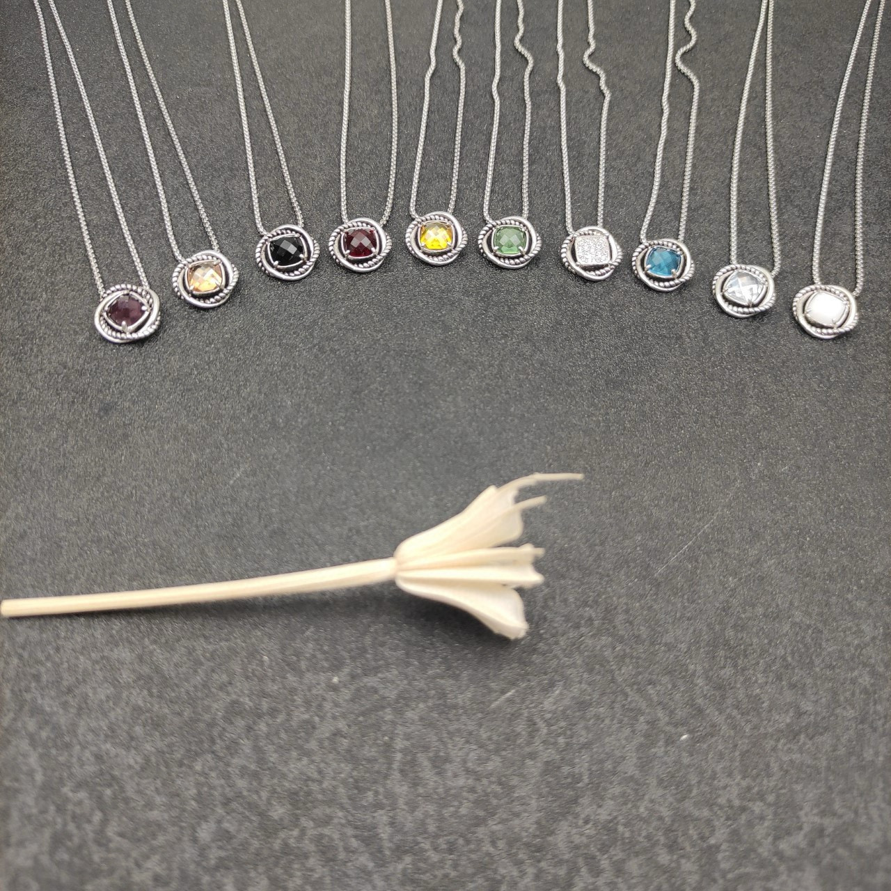 David Yurman Square D1am0nd Necklace(Main stone 7mm, chain thickness 1.5mm, length 45+5cm delay chain)