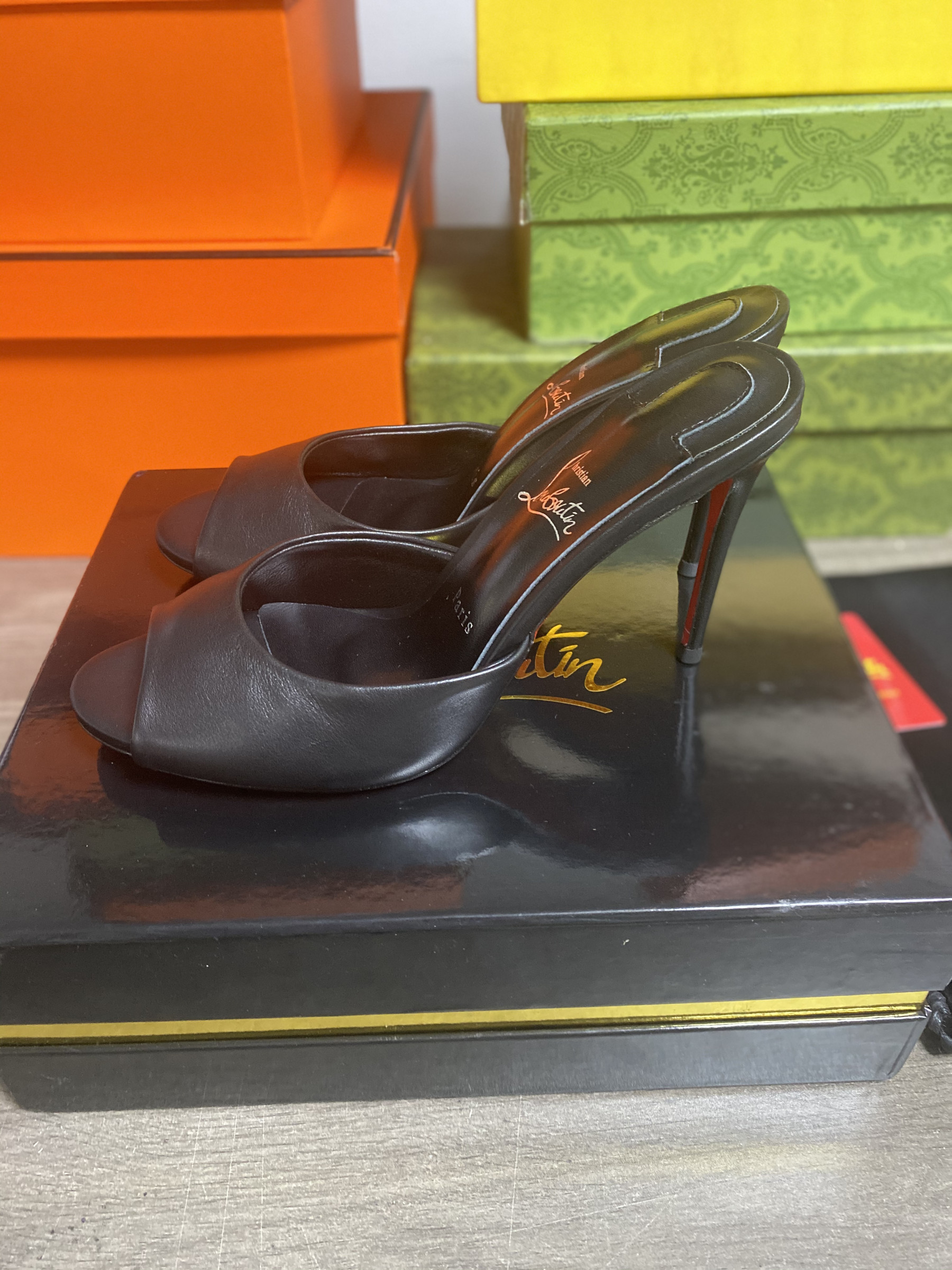 UA Chr1st1an Louboutin Me Dolly 100 Calfskin Leather Mules