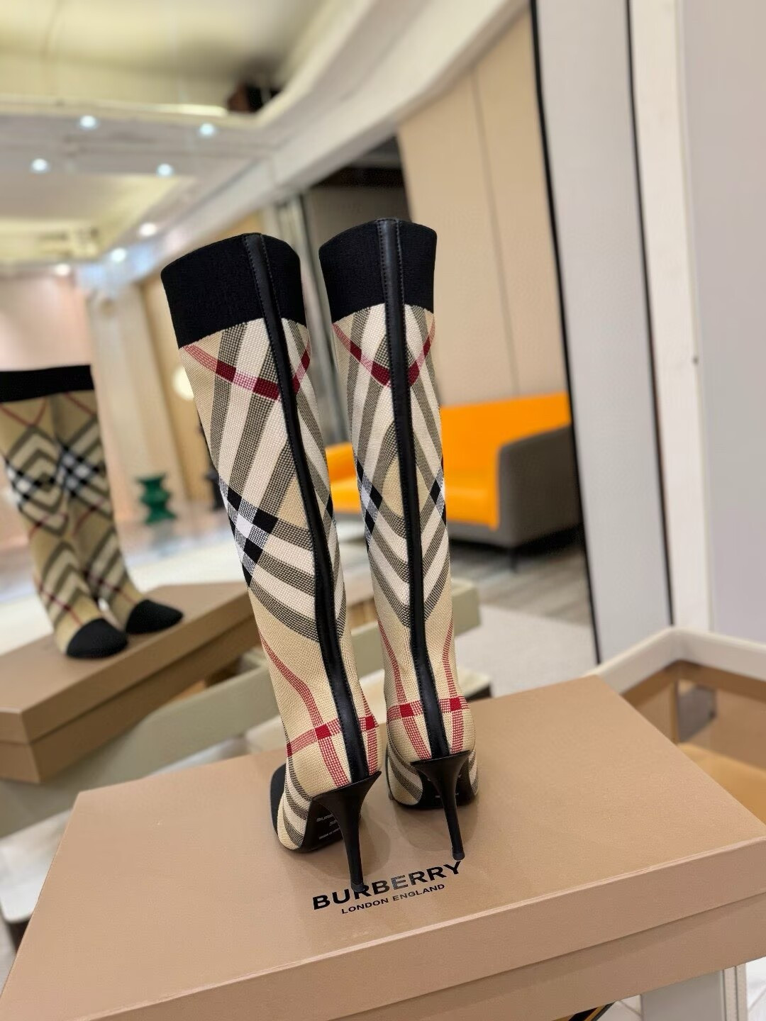 UA Burberry Check High Boots