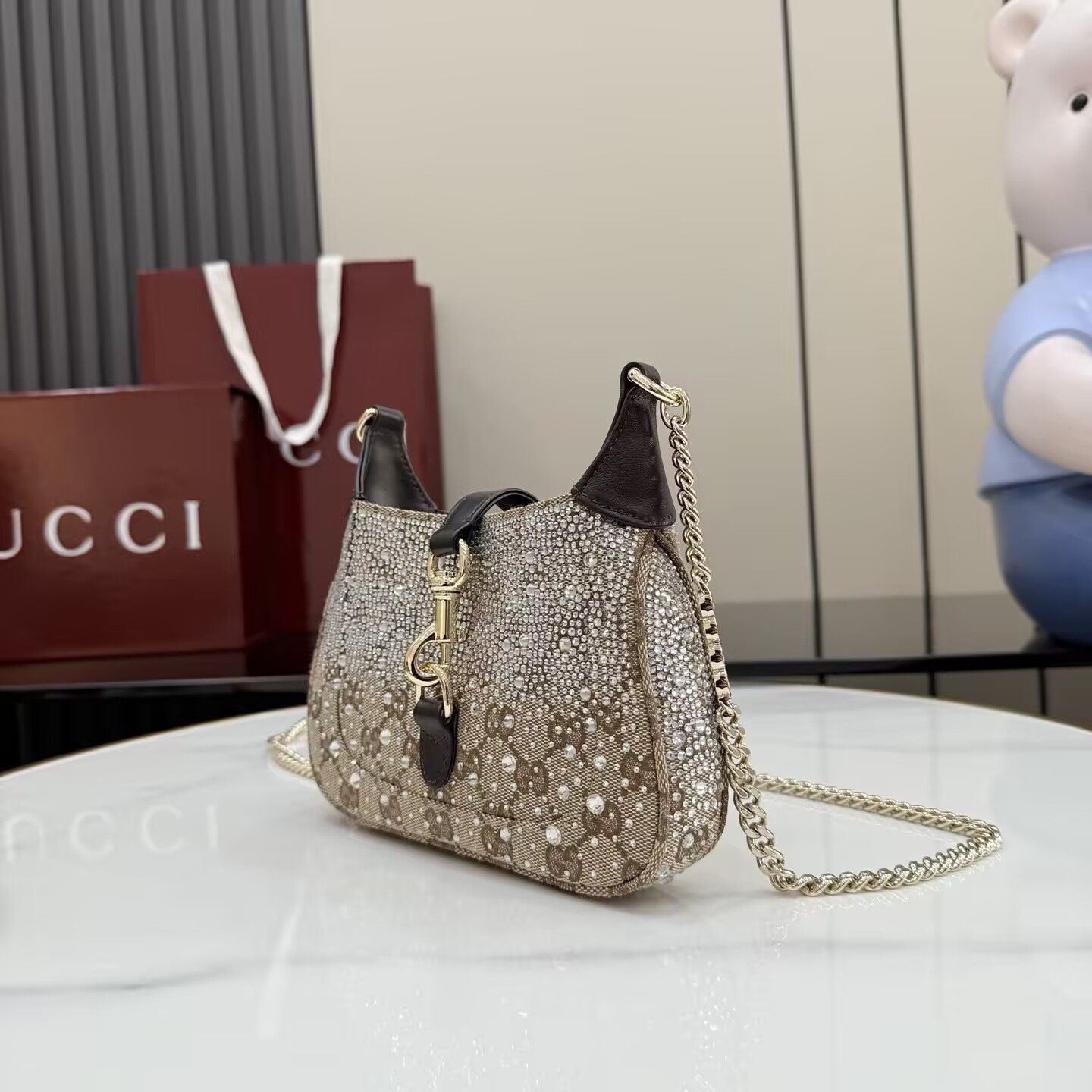 Gucci Jackie Notte Mini Crystal Handbag 19.5x18x3.5cm