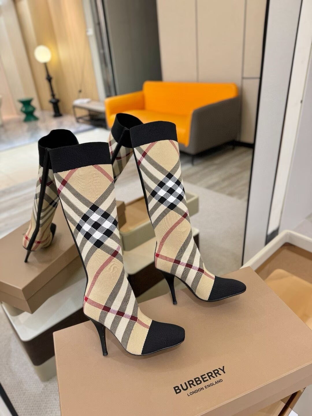 UA Burberry Check High Boots