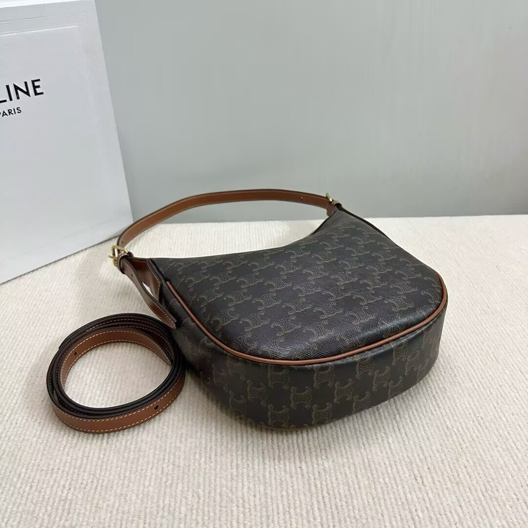 Ce1i*e SMALL HELOÏSE BAG IN TRIOMPHE CANVAS AND CALFSKIN 19x22x5cm