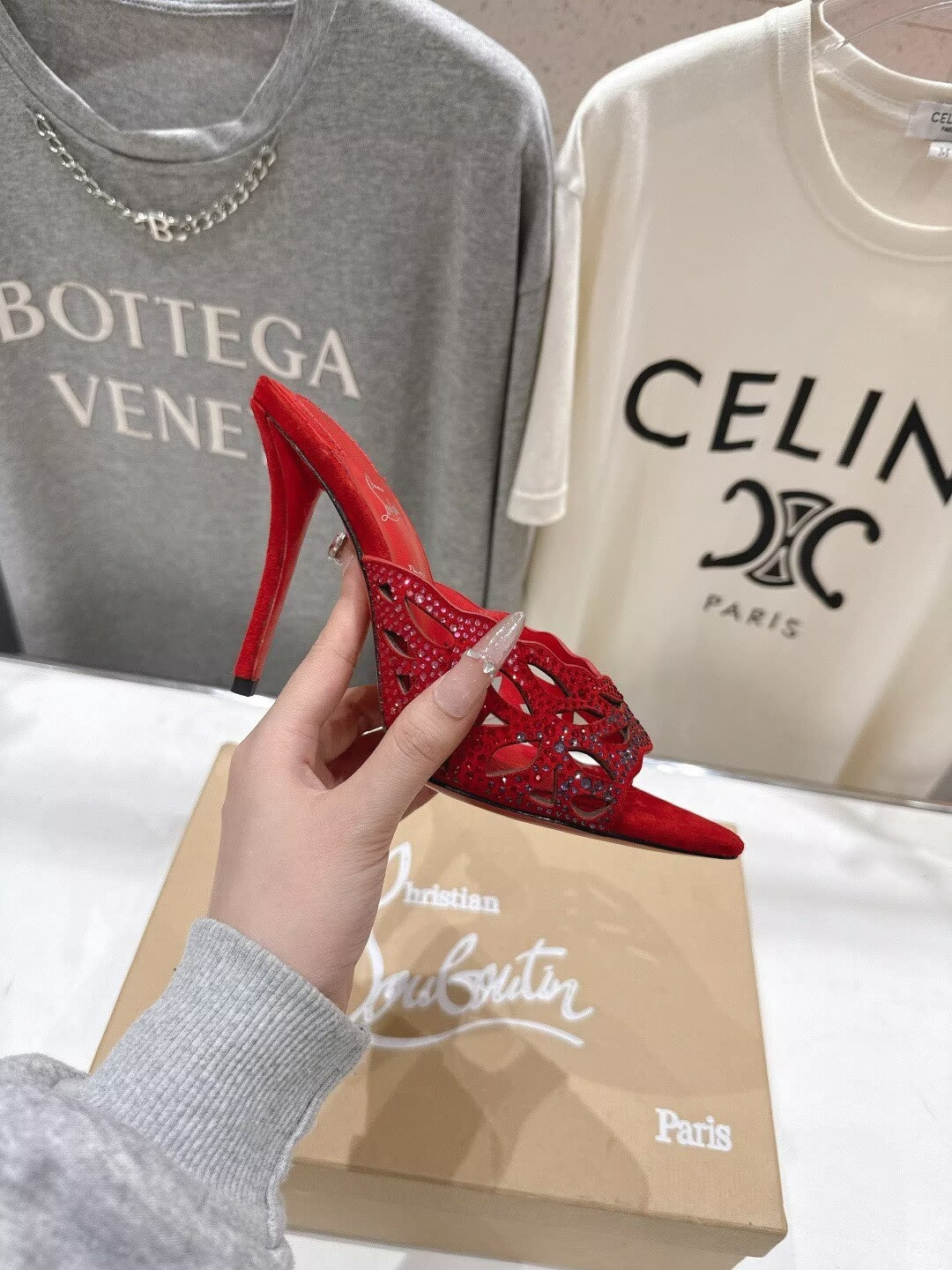 UA Christian Louboutin Lasera Strass Mule 10cm Heel