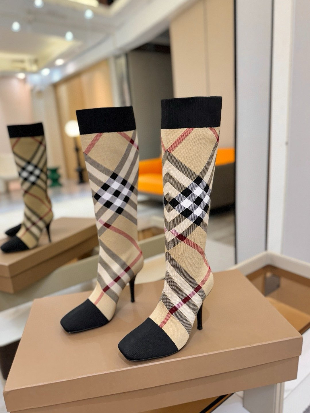 UA Burberry Check High Boots