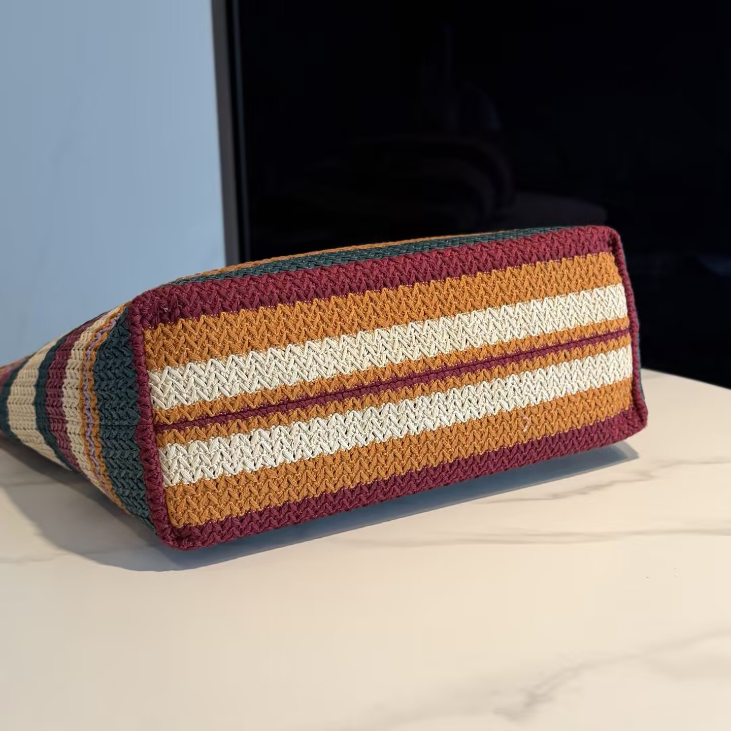 Miu Miu Raffia-effect Woven Tote Bag 30x34x16cm