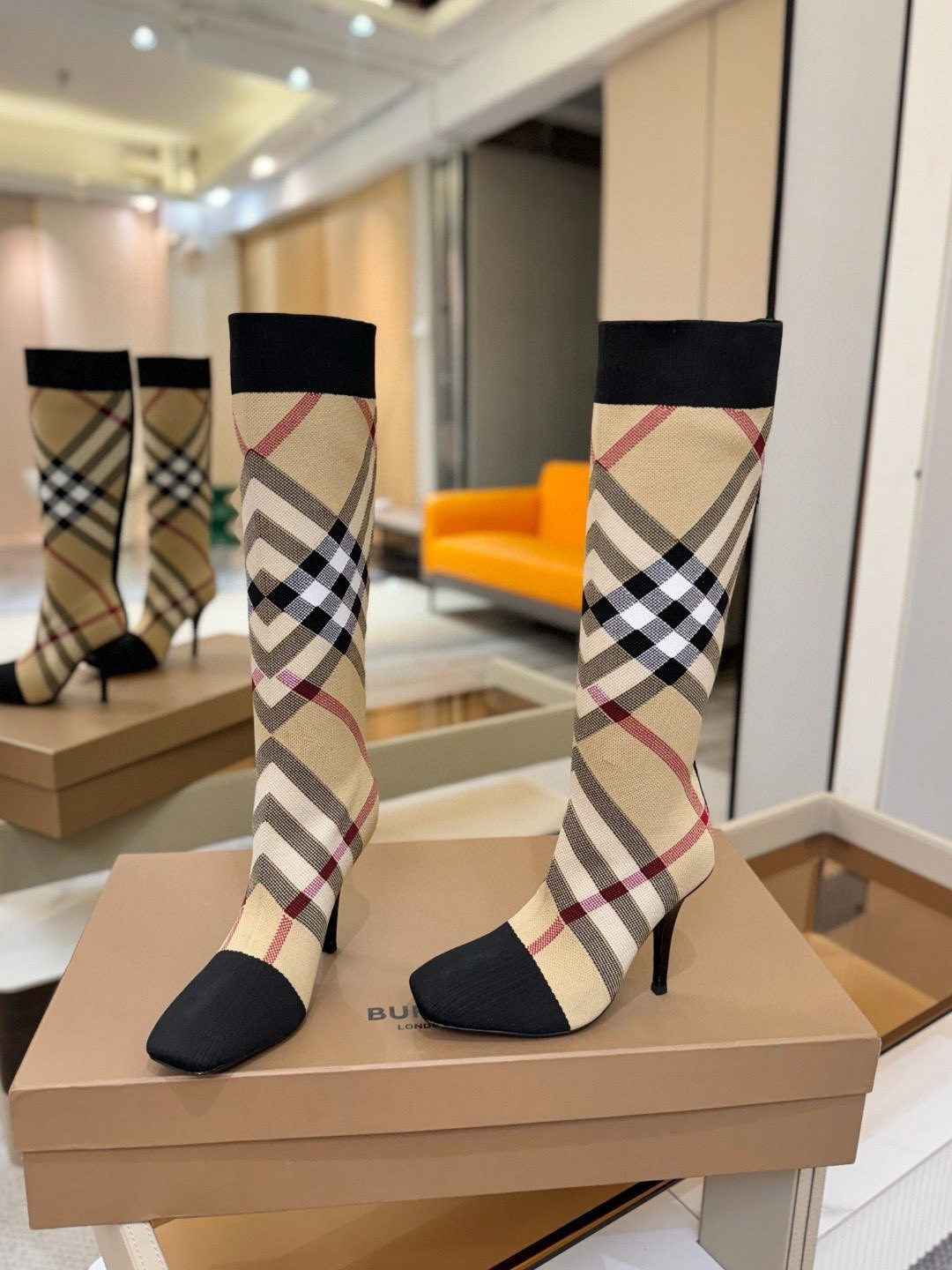 UA Burberry Check High Boots