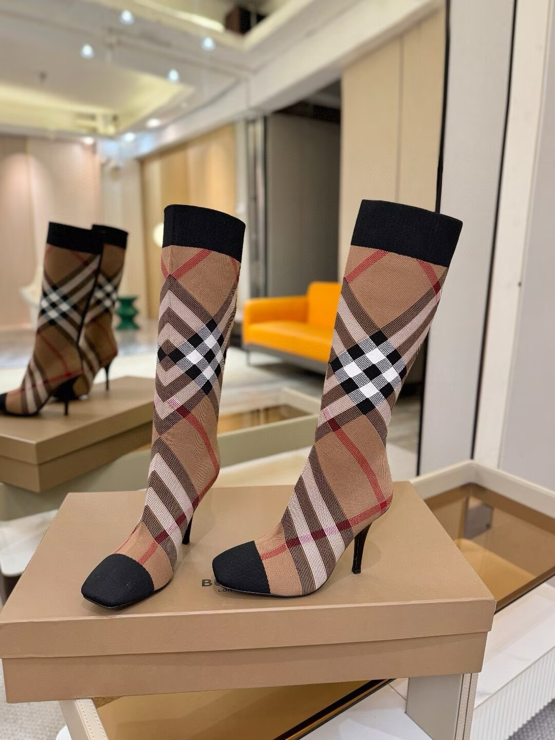 UA Burberry Check High Boots