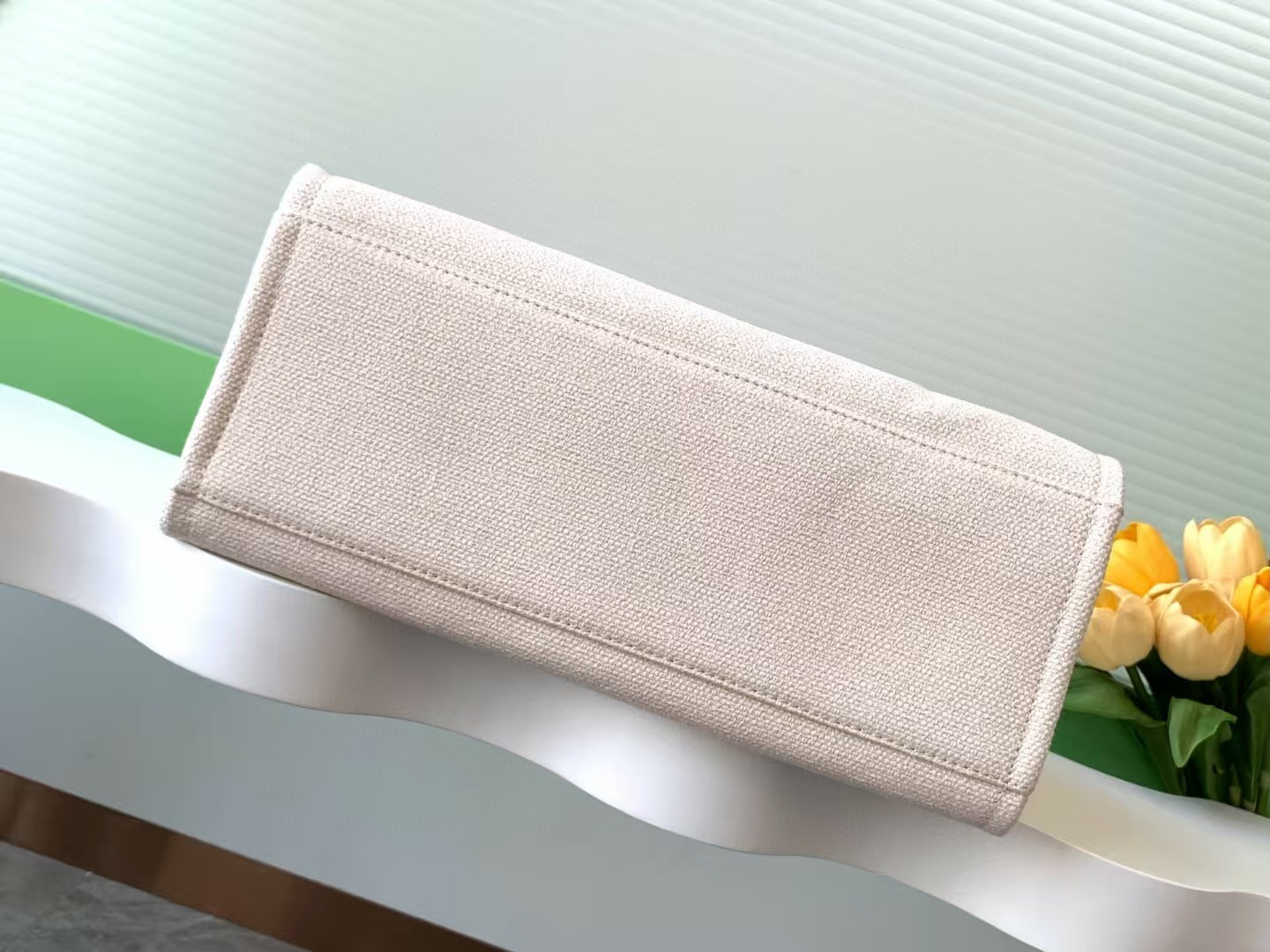 Ch**el Shopping Bag Cotton Canvas & Gold-Tone Metal 38x30x22cm