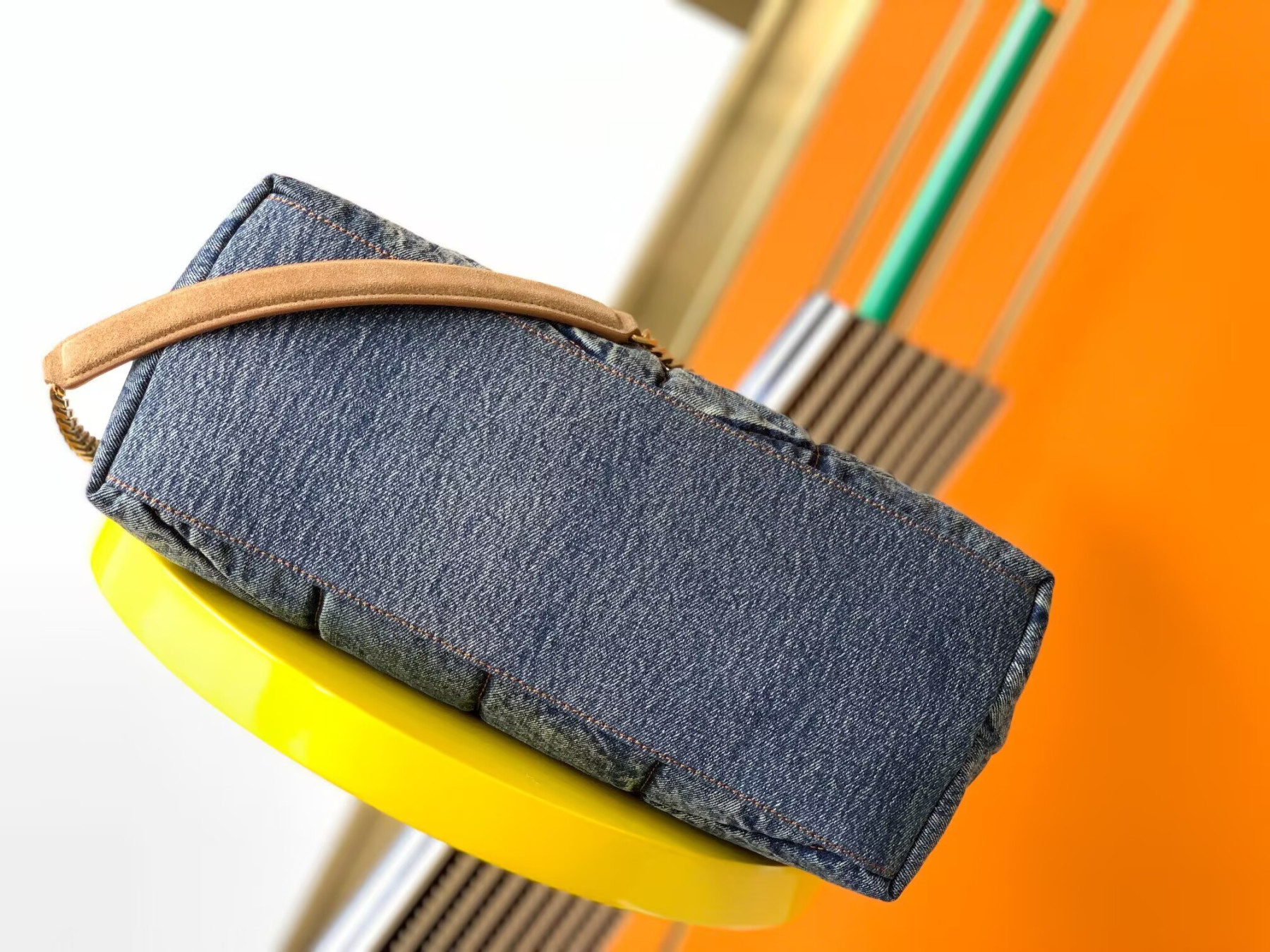 Y51 PUFFER in suede and denim 35x23x13.5cm