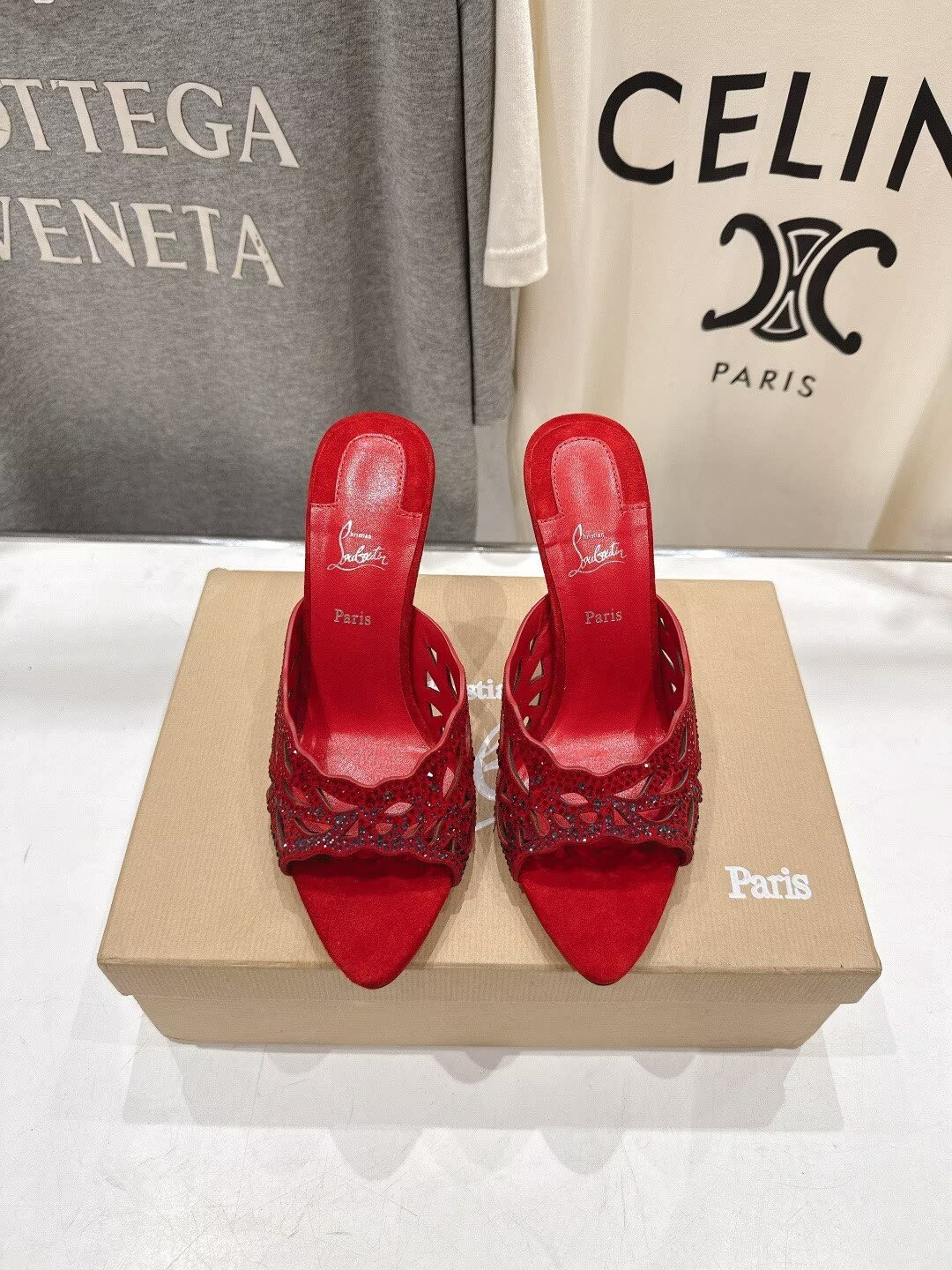 UA Christian Louboutin Lasera Strass Mule 10cm Heel