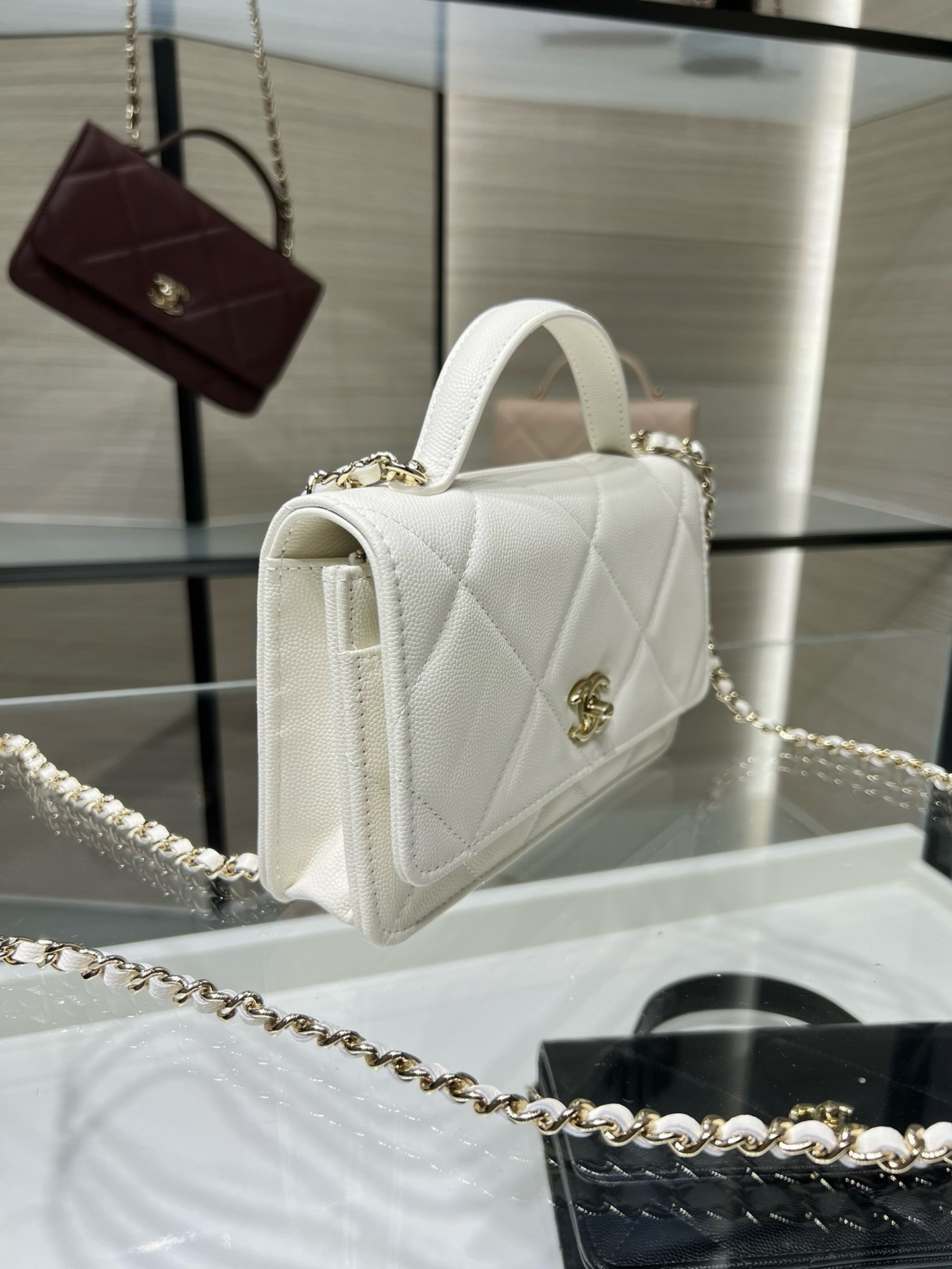 Ch**el flap bag with top handle 19x12x3.5cm