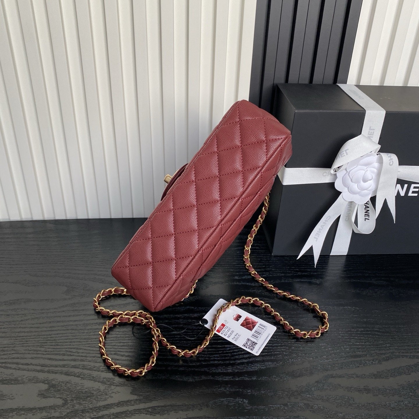 Ch**el FLAP BAG WITH TOP HANDLE 22.5x13.5x6cm