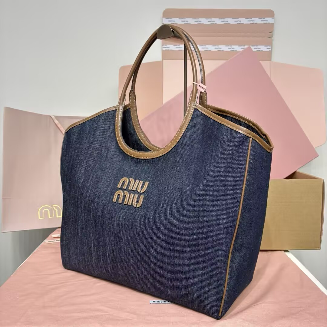 Miu Miu IVY denim bag 40x39x18cm