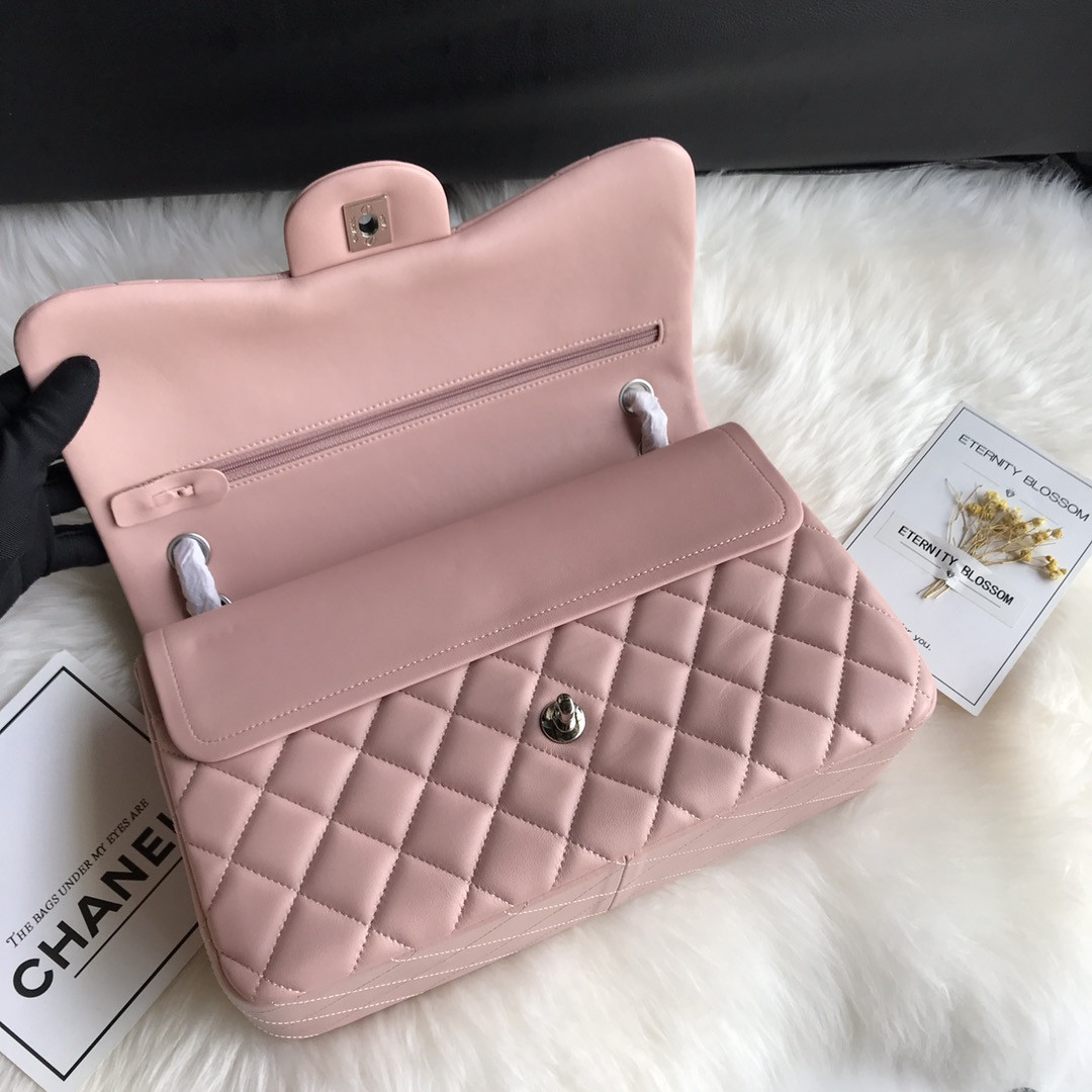 Ch**el CLASSIC FLAP JUMBO 30CM CF PINK SILVER 7.6 × 11.7 × 3.9 in