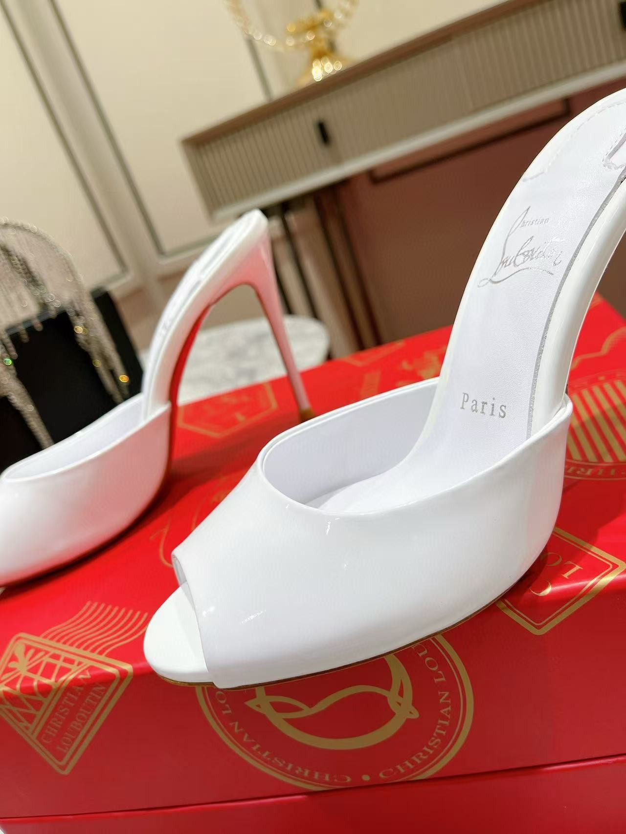 UA Chr1st1an Louboutin Bridal Me Dolly 100 Patent Leather Mules