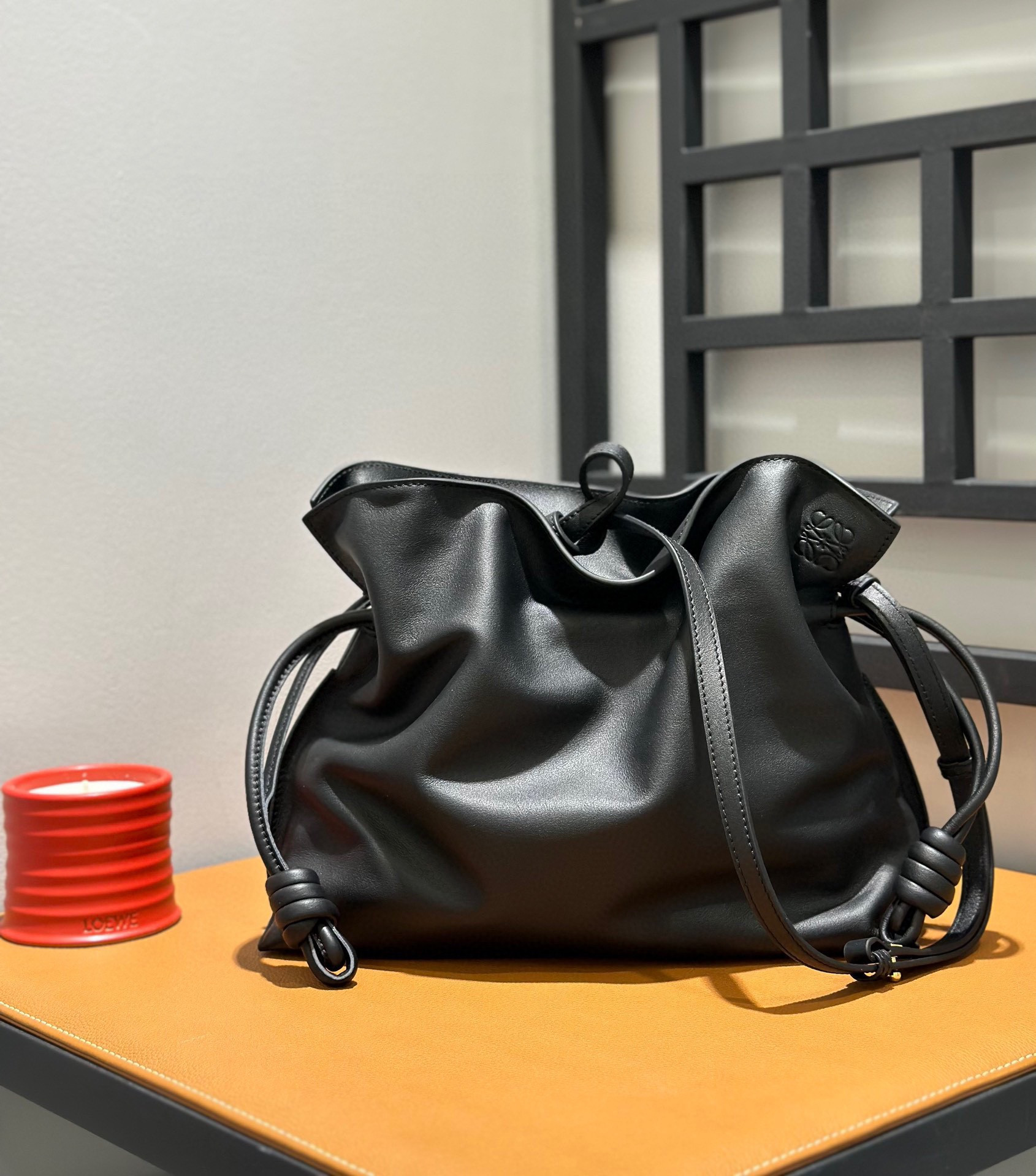 L0ew* Medium Flamenco clutch in nappa calfskin 30x24.5x10.5cm