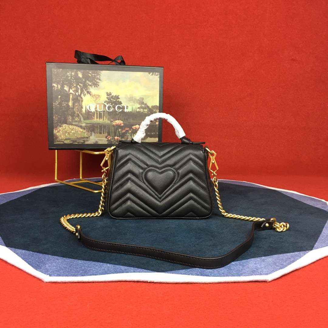 Gvc*1 GG MARMONT MATELASSÉ MINI BAG BLACK 21.6 x12.7 x 6.4cm