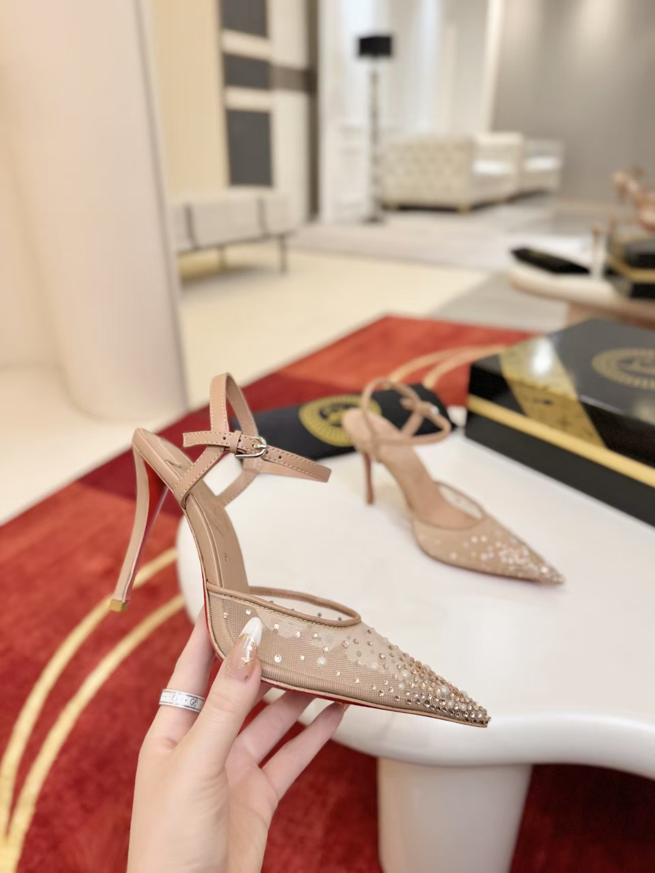 UA Christian Louboutin Miss Z Riviera Strass Pumps 8.5cm Heel
