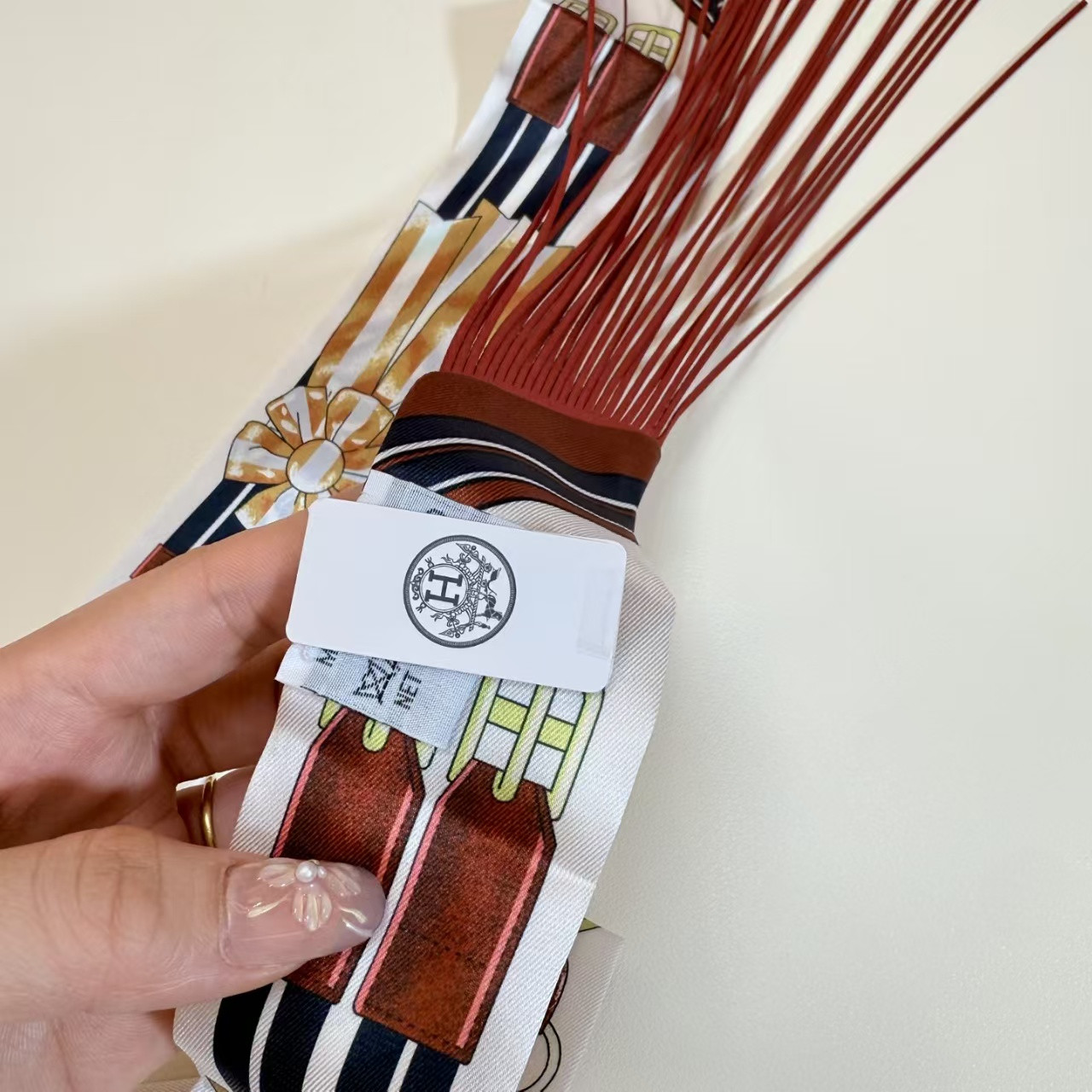Hermès Jumping leather fringes Twilly