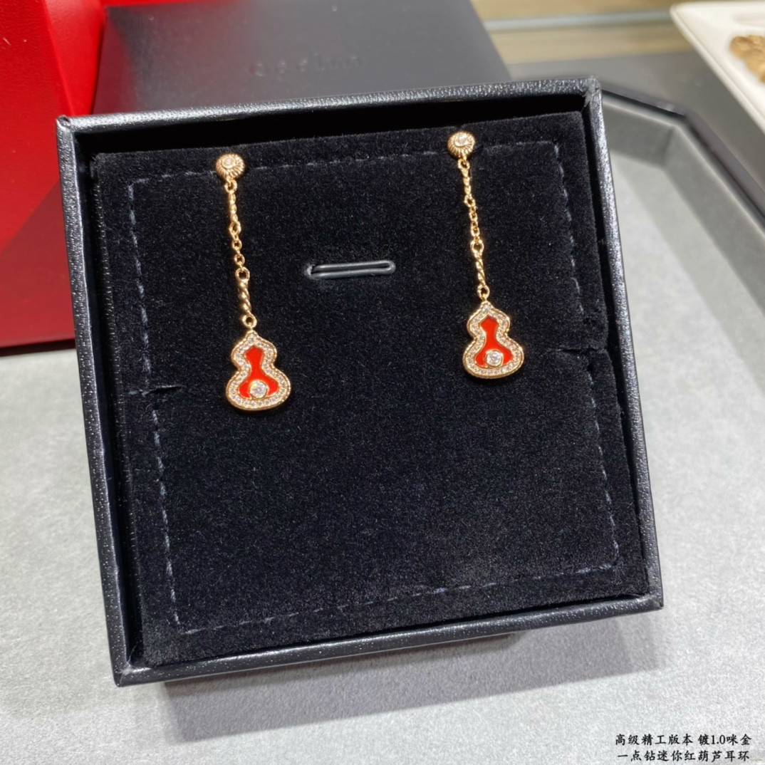 Qeelin Mini D1am0nd Red Gourd Earrings