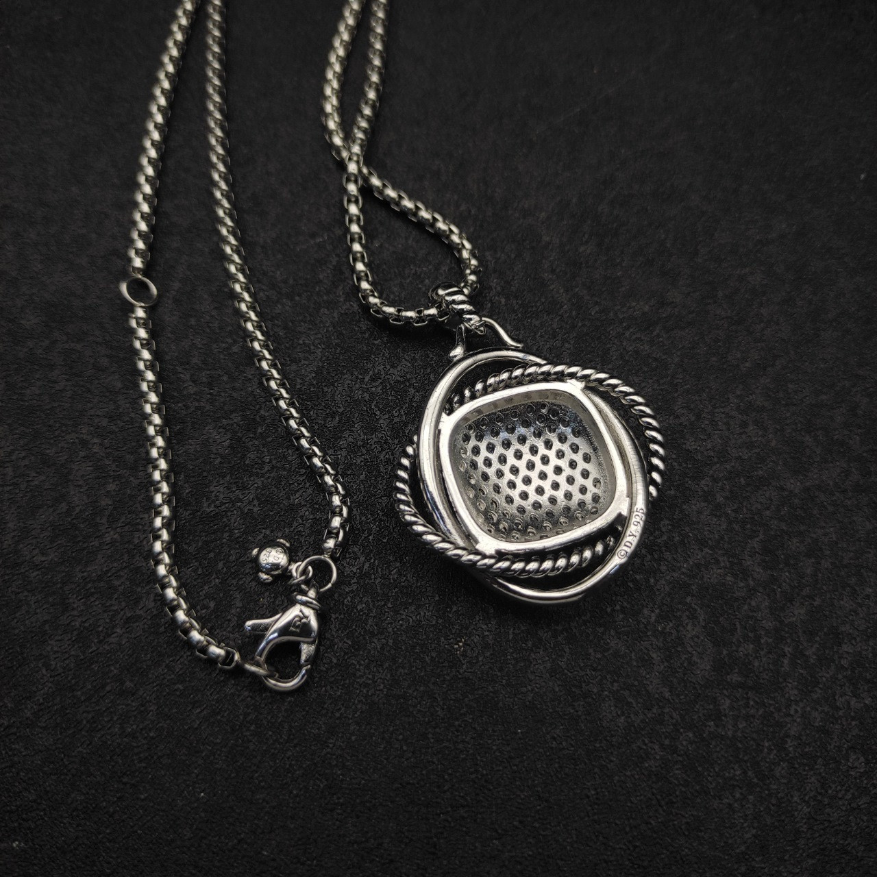 David Yurman 32mm Square D1am0nd Necklace(Chain length 50+5cm delay chain Chain thickness 3mm)